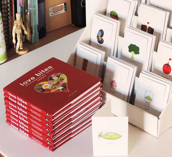 Promotional feature with Love bites greetings cards 1