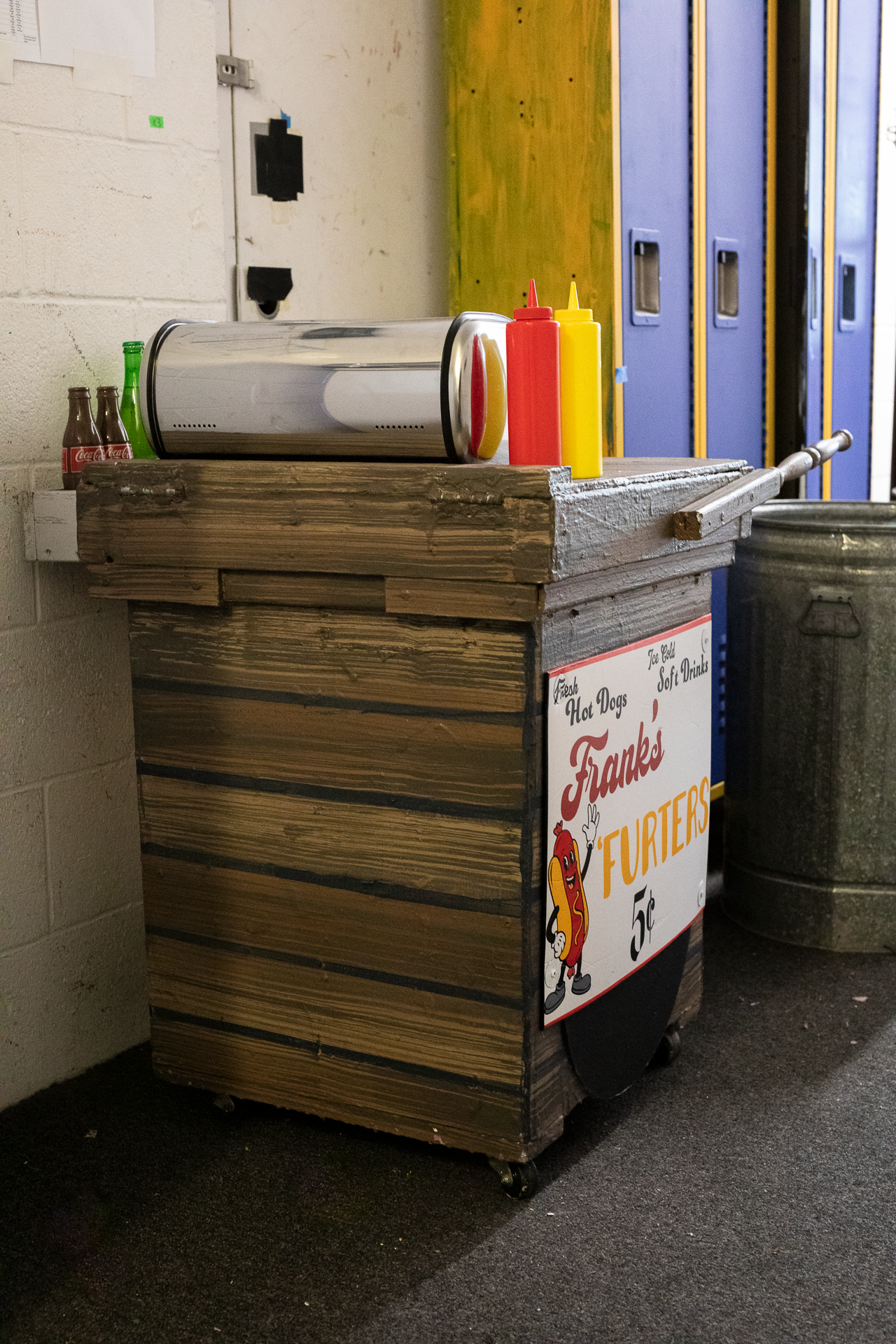 Hot dog cart wood grain