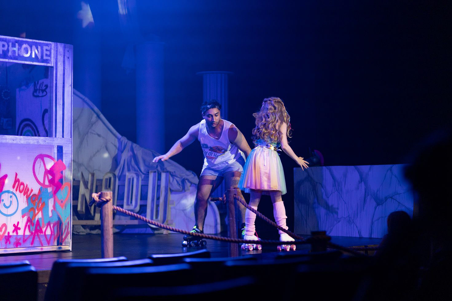 Telephone booth and onstage seating in Xanadu @ TTC, 2025