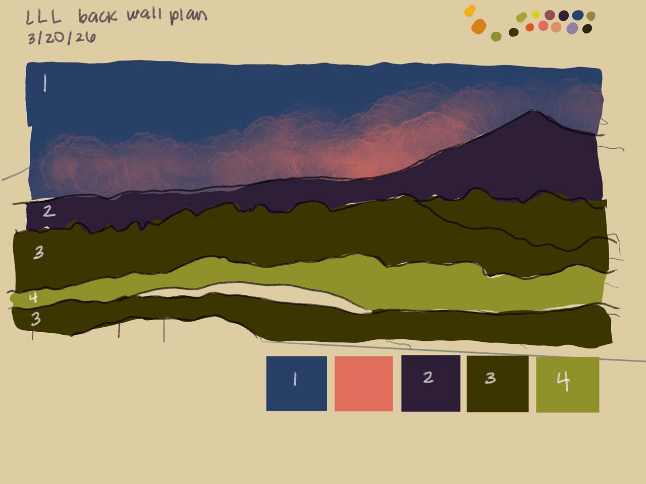 Back wall paint by numbers, ready for volunteers