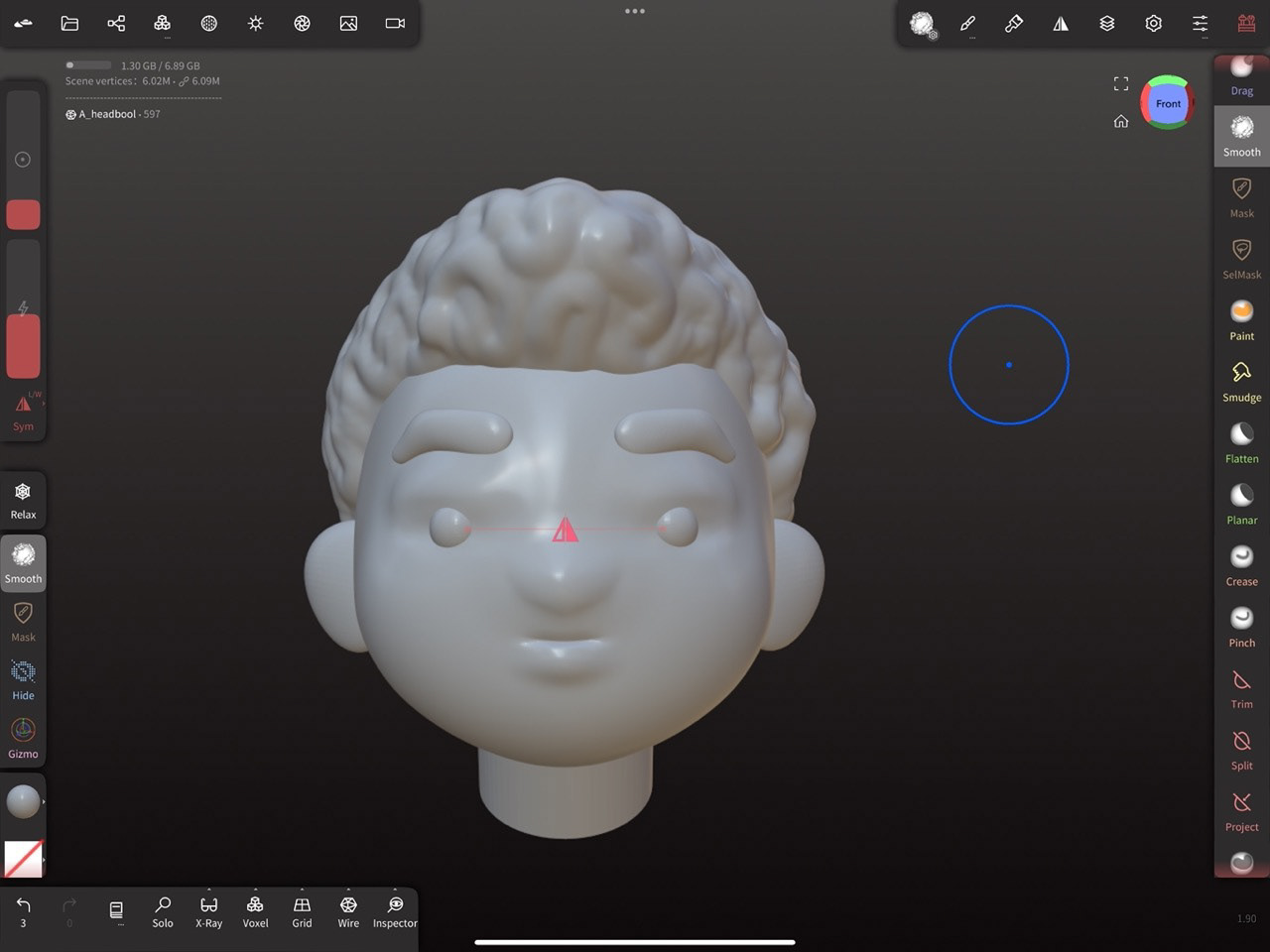 Sculpting daughter in Nomad Sculpt