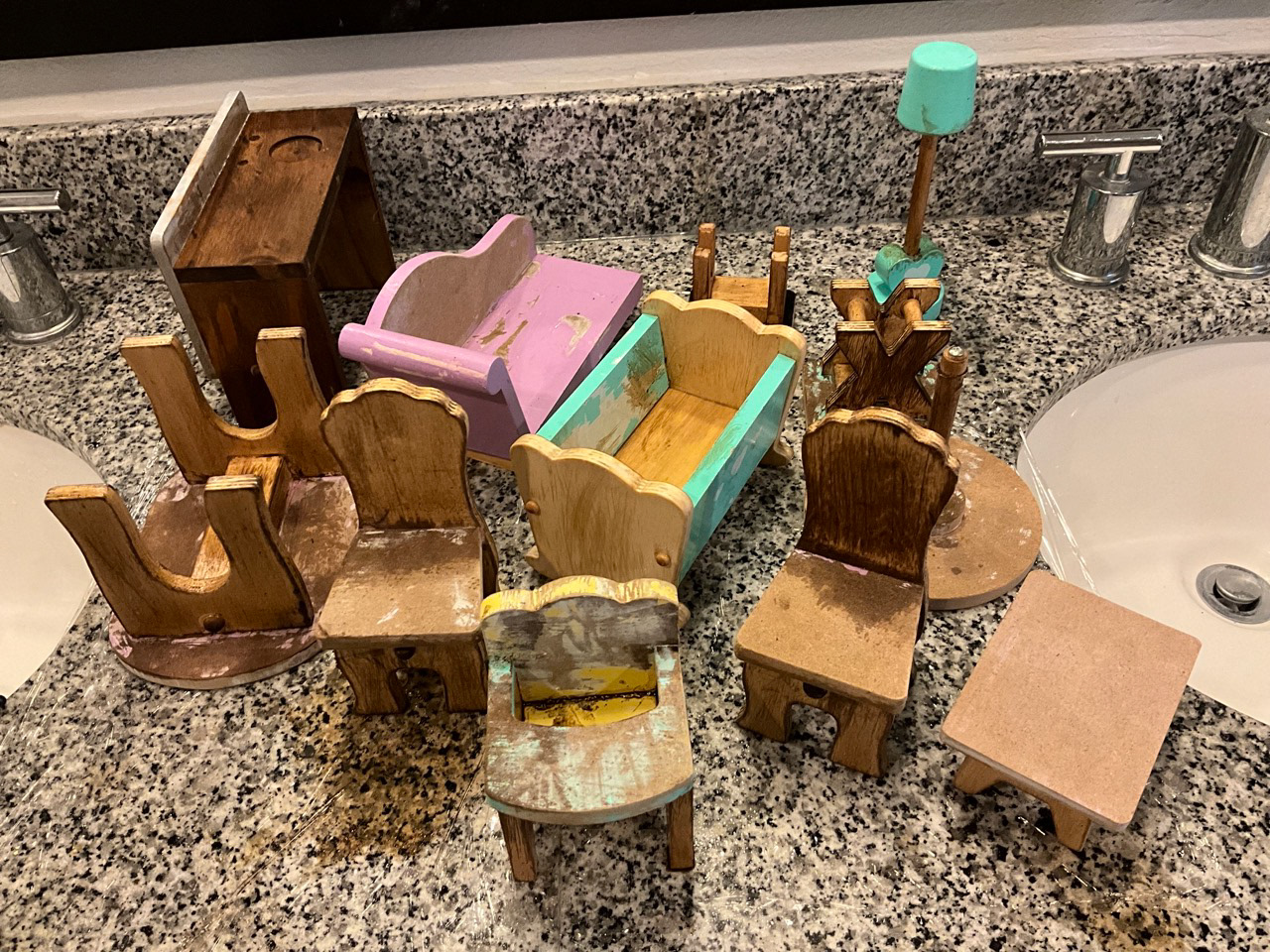 Stripping paint and staining pre-made doll furniture
