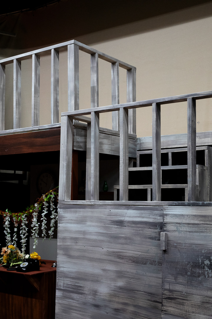 Cool-toned wood railings