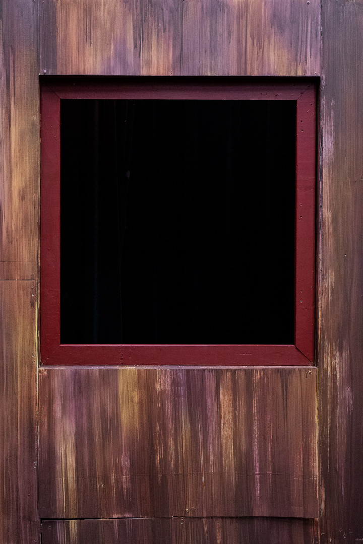 Pizza shop interior window