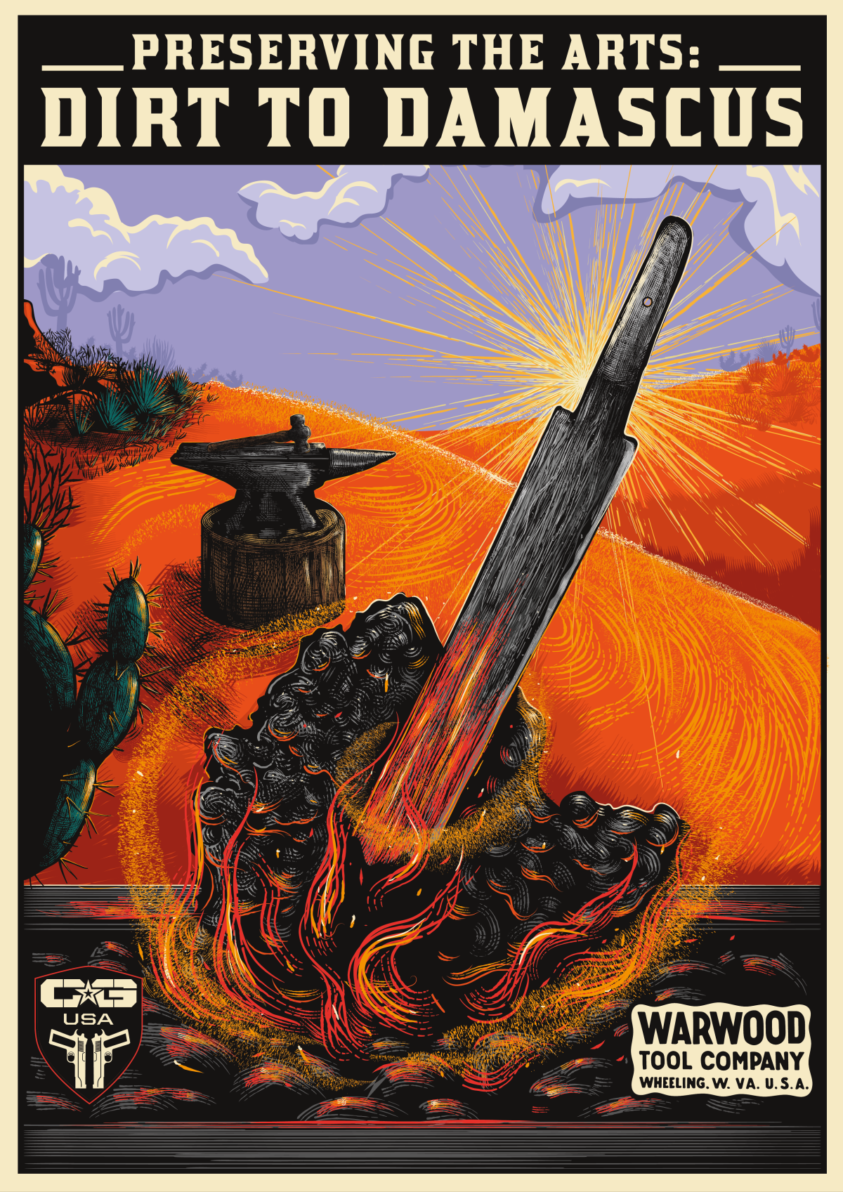 Dirt to Damascus Poster Design for Warwood Tool Company & Cabot Guns documentary video 