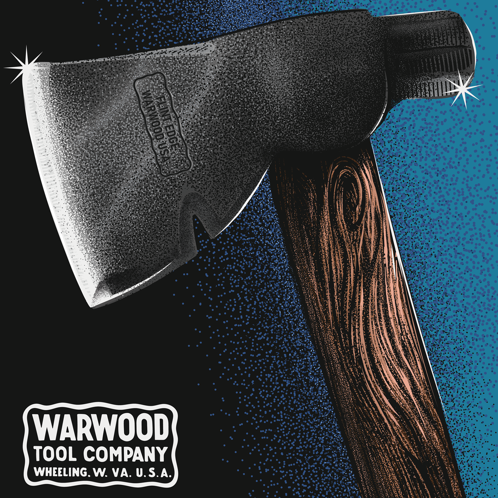 Detail of the Flint Edge Hatchet Poster Design for Warwood Tool Company