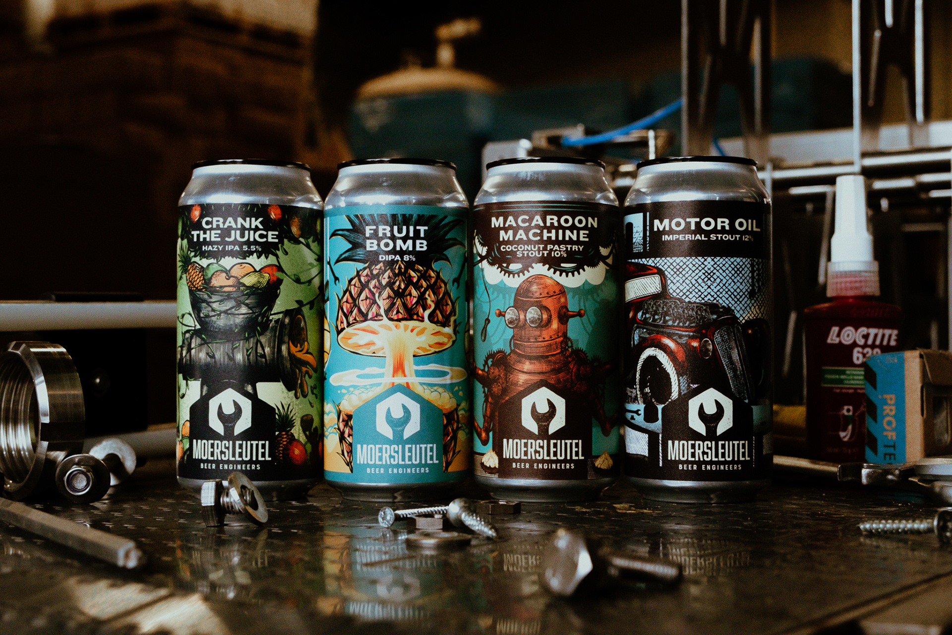 Beer Can Label Designs for Moersleutel Beer Engineers