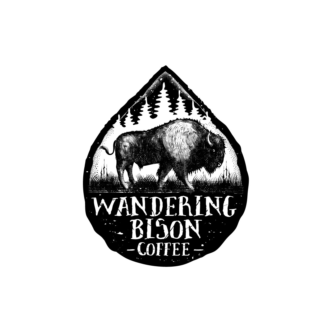 Vintage logo design for Wandering Bison Coffee. 