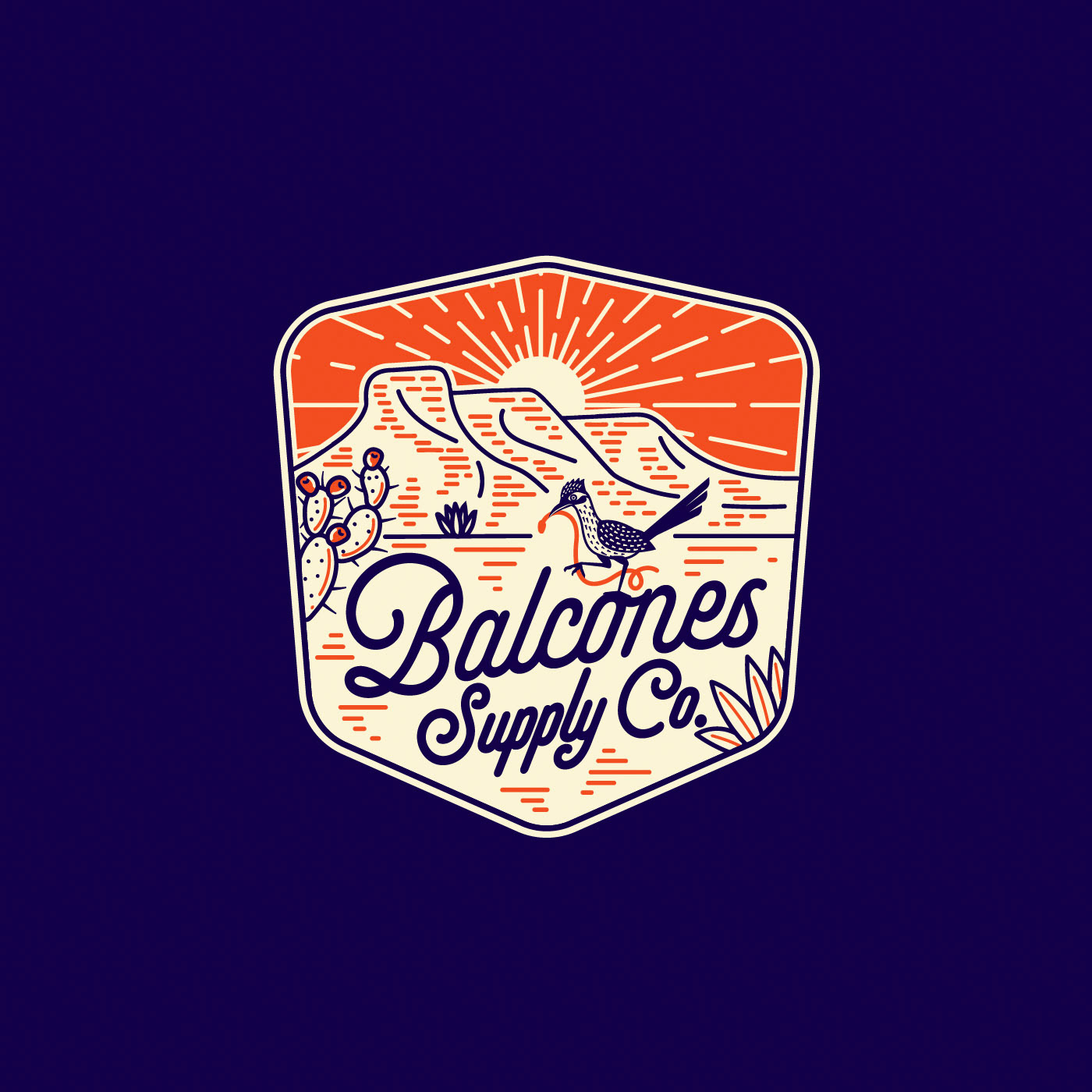 The logo was made for a specialty retail store focused on premium outdoor mens clothing and also a beer taproom.  Balcones Supply Co. pays homage to the surrounding landscapes that form the Texas Hill Country. The goal was to make a line art badge type logo featuring the balcones landscape and incorporating texas symbolism.