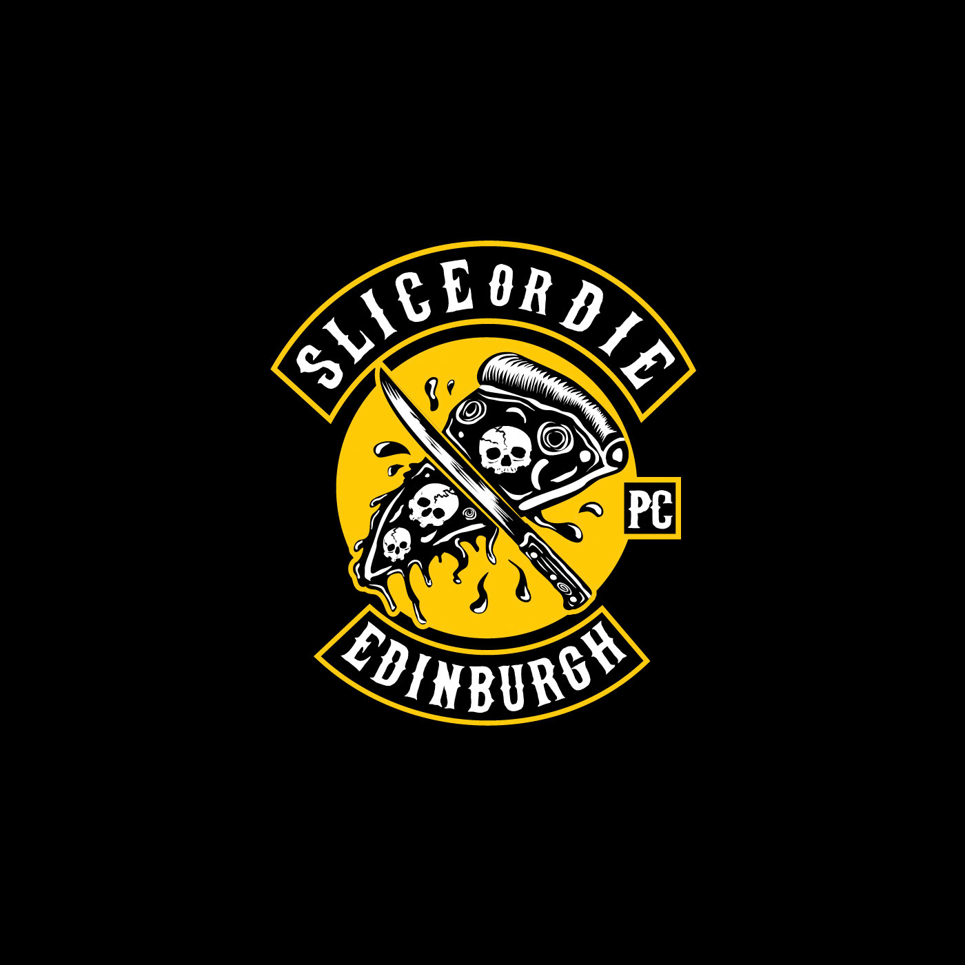Slice or Die logo made for a club for people who love good f@#!ng' pizza.
