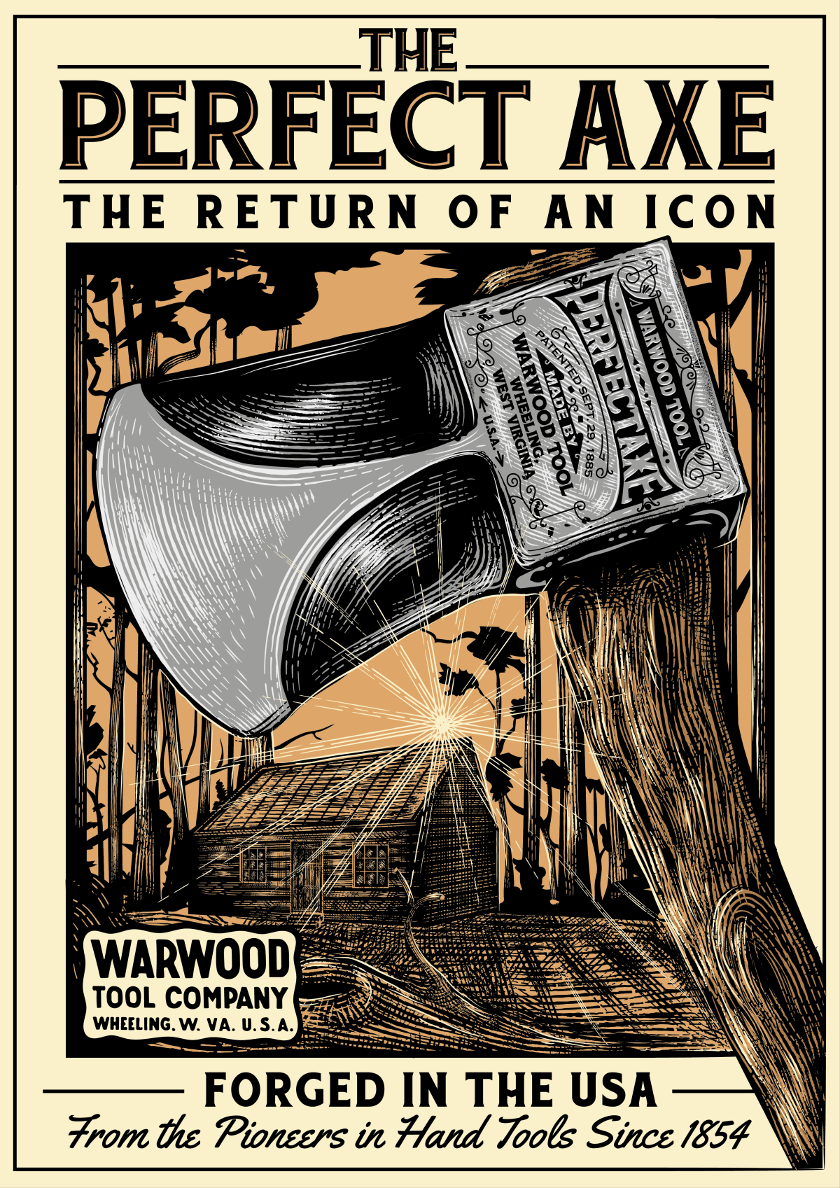 The Perfect Axe Poster Design for Warwood Tool Company