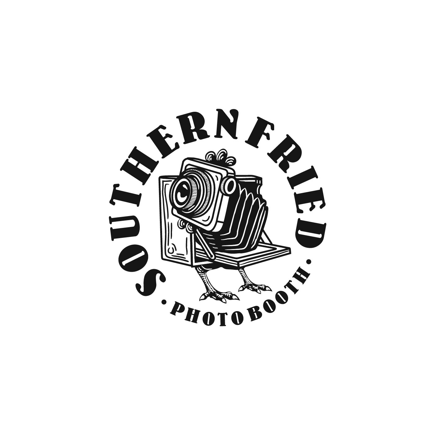 If you ever wandered how a vintage camera crossed with a chicken here it is. Logo made for the fun Southern Fried Photobooth. The goal was to make both a fun but at the same time vintage and sophisticated look.