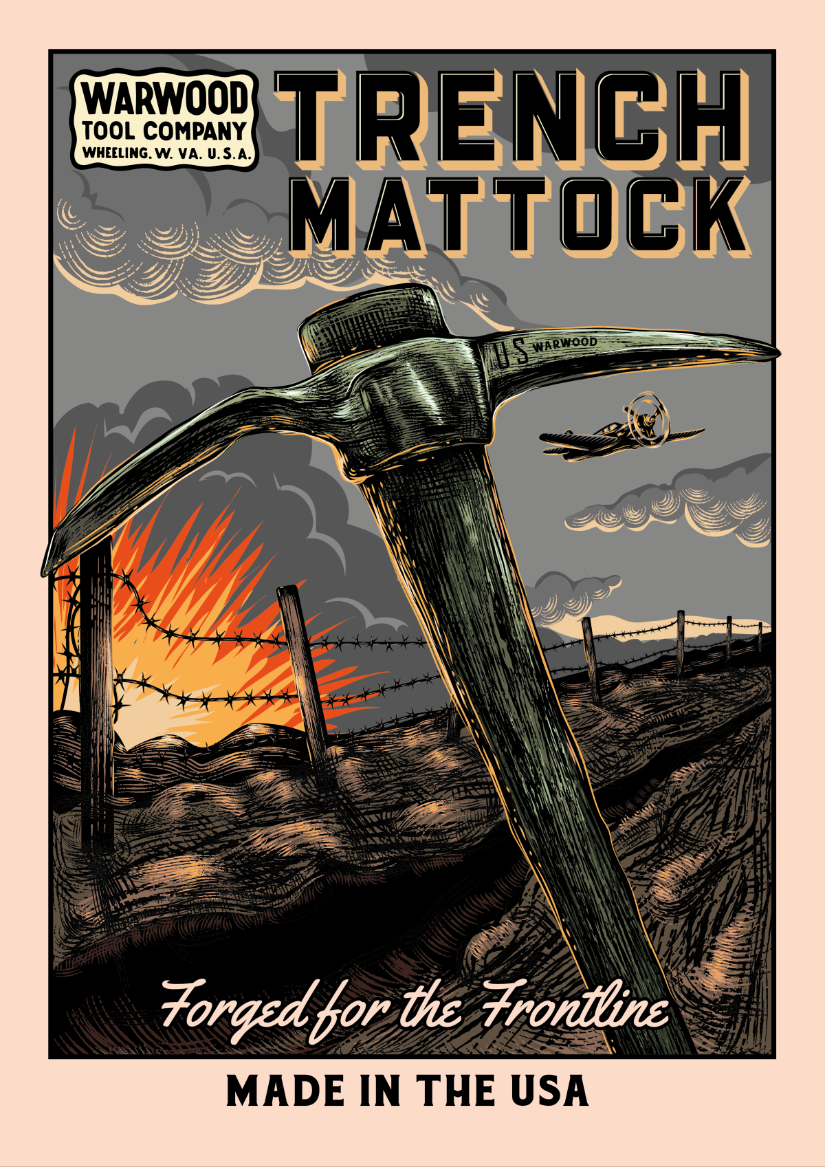 Trench Mattock Poster Design for Warwood Tool Company