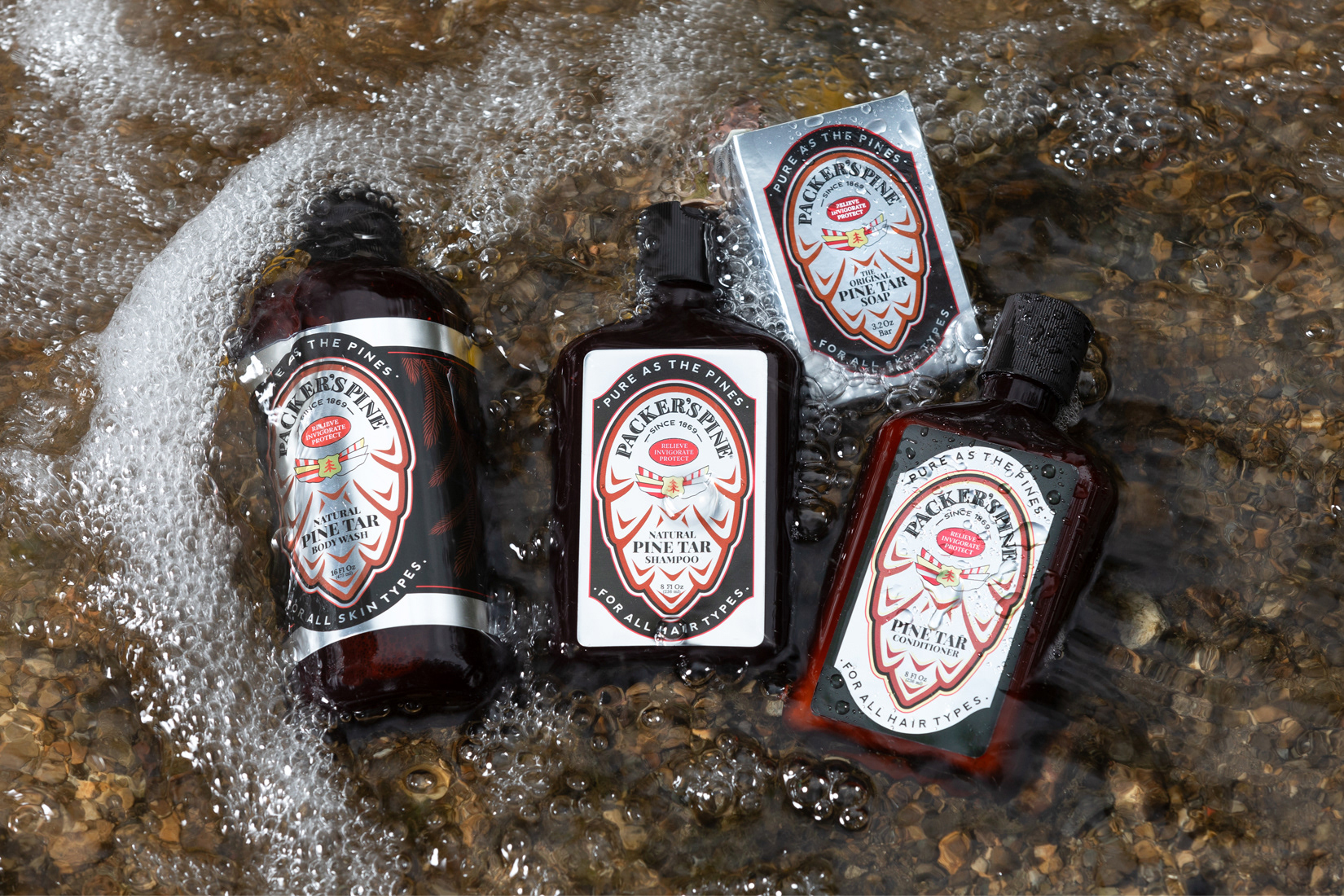 Packers Pine Tar Shampoo Body Wash Soap Package Designs