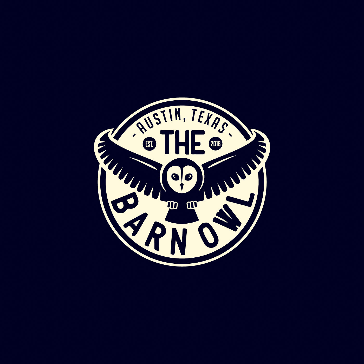 The Barn Owl is an Austin based bar, so it was naturall to make a stylized Barn Owl for the main smybol of the logo. 