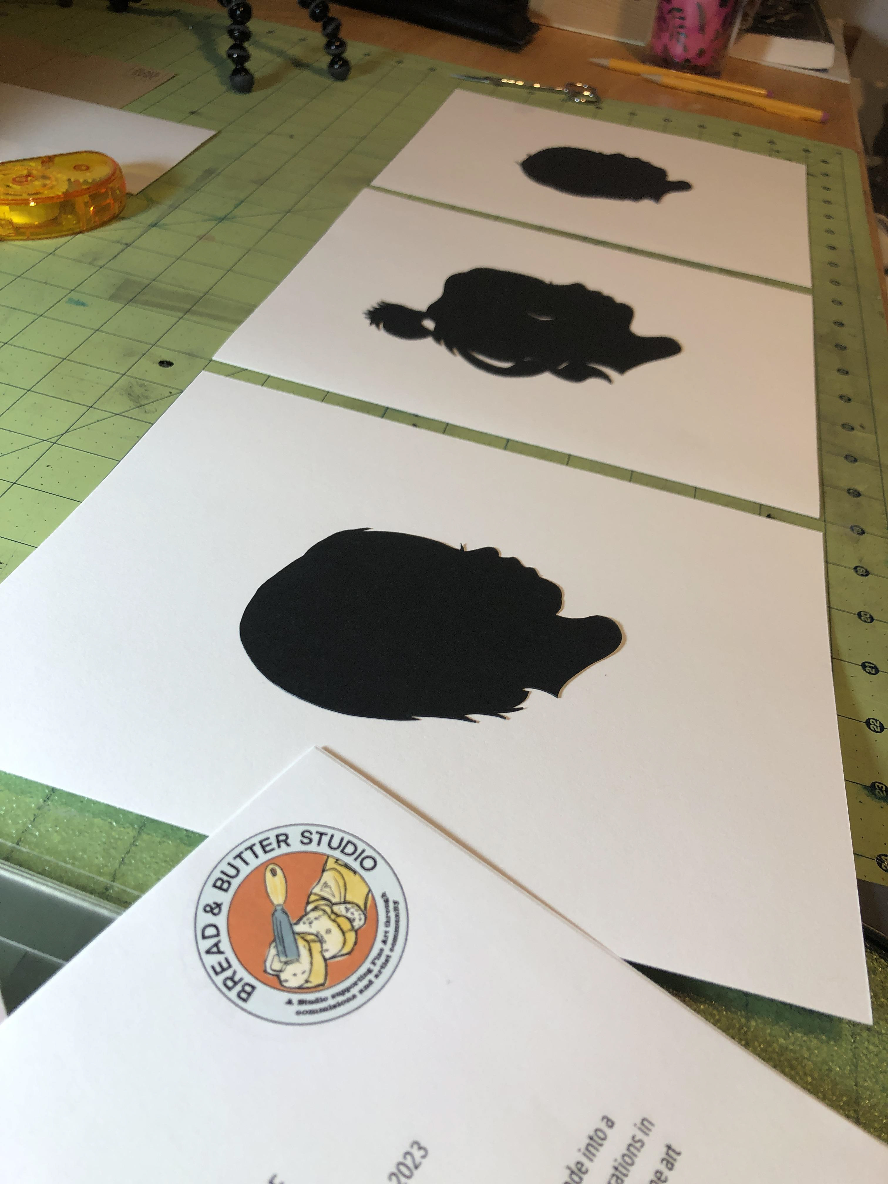 "bread & butter" commissions, hand cut silhouettes, since 2000