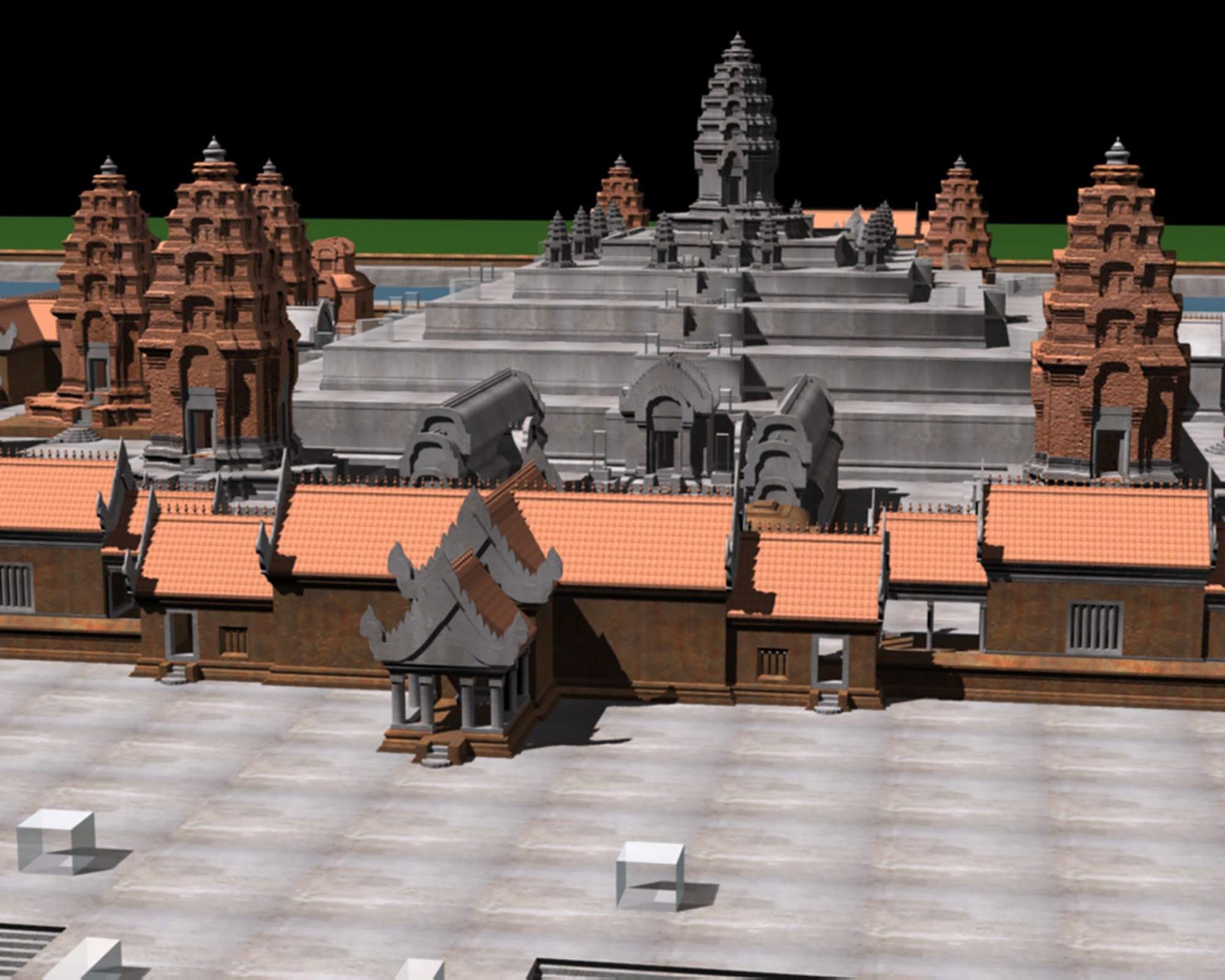 2003 - Restitution 3D du temple khmer du Bakong au Cambodge, site Roluos