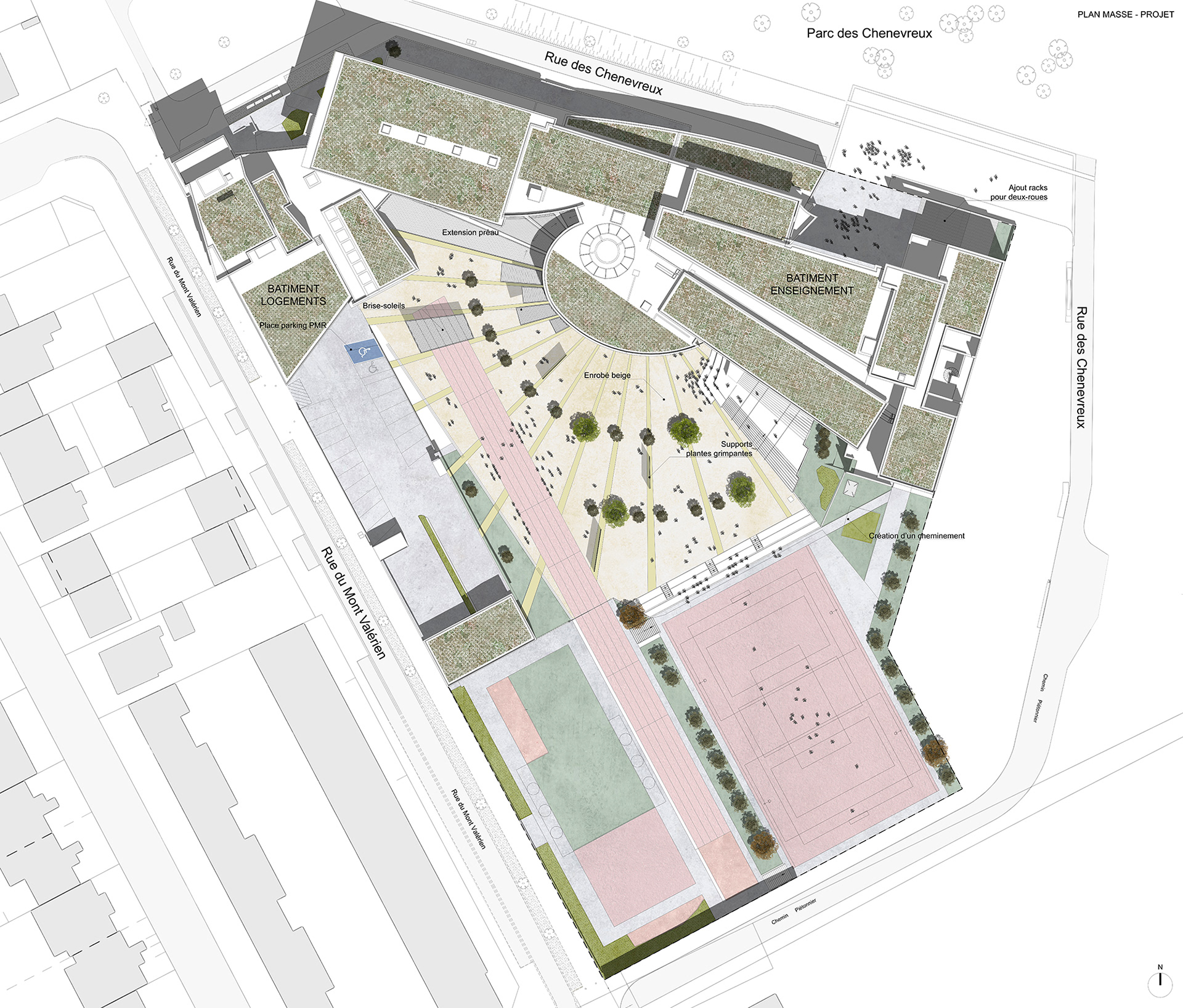 Collège des Chènevreux de Nanterre - Plan de masse