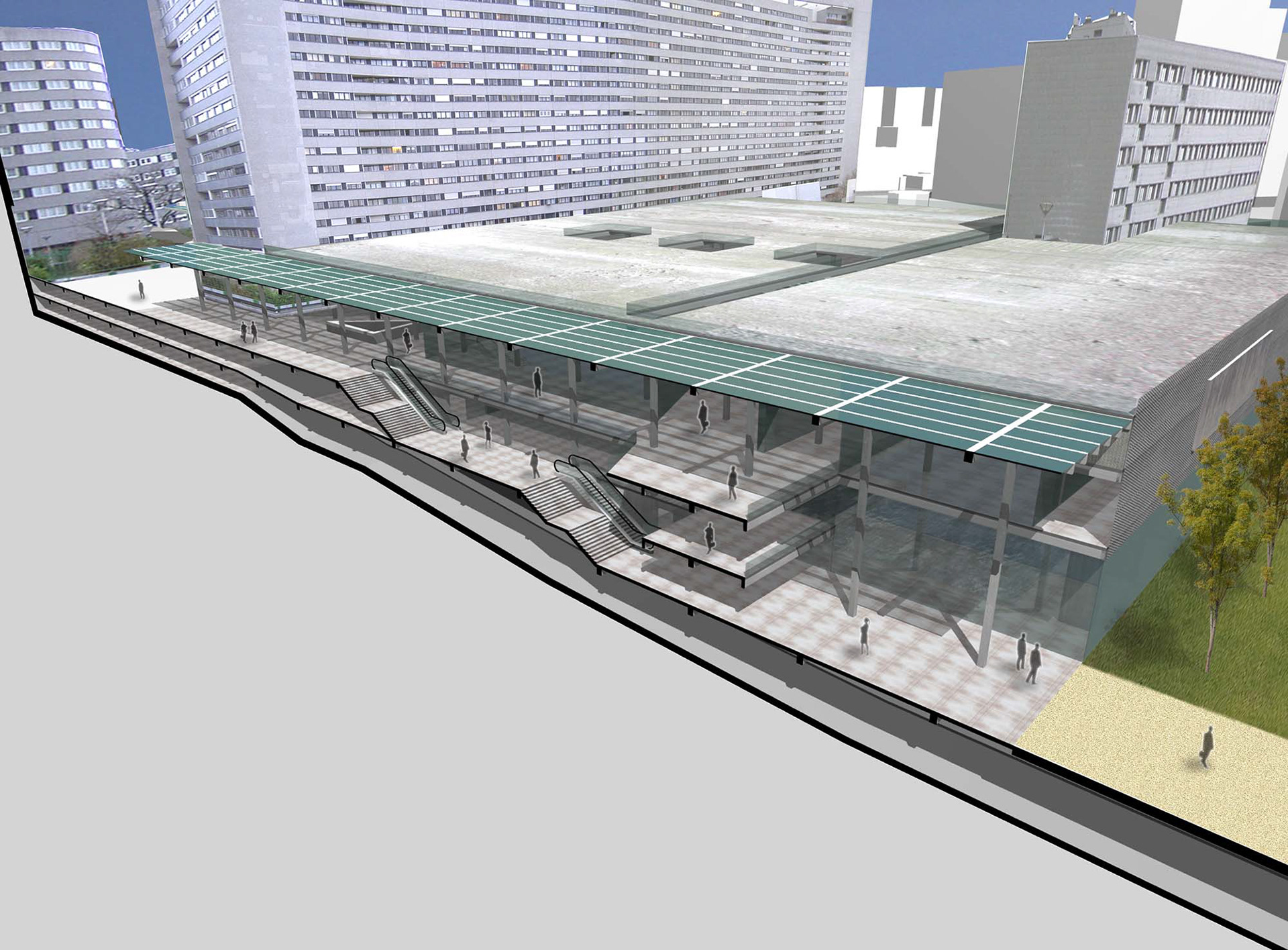 2004 - Réhabilitation du centre commercial Charras à Courbevoie