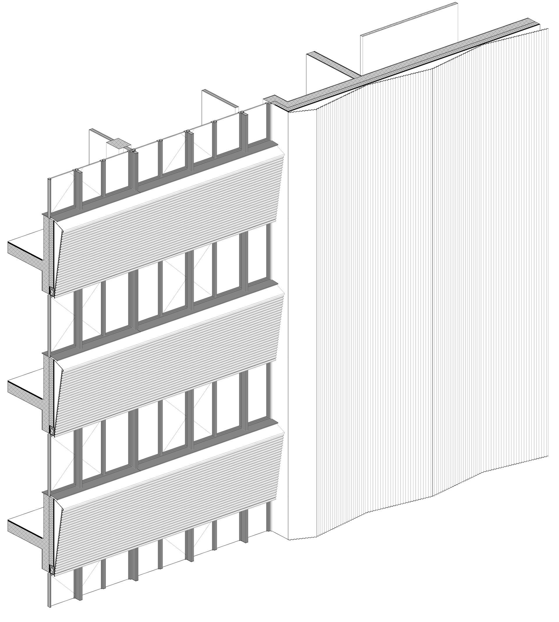 Axonométrie du principe de façade