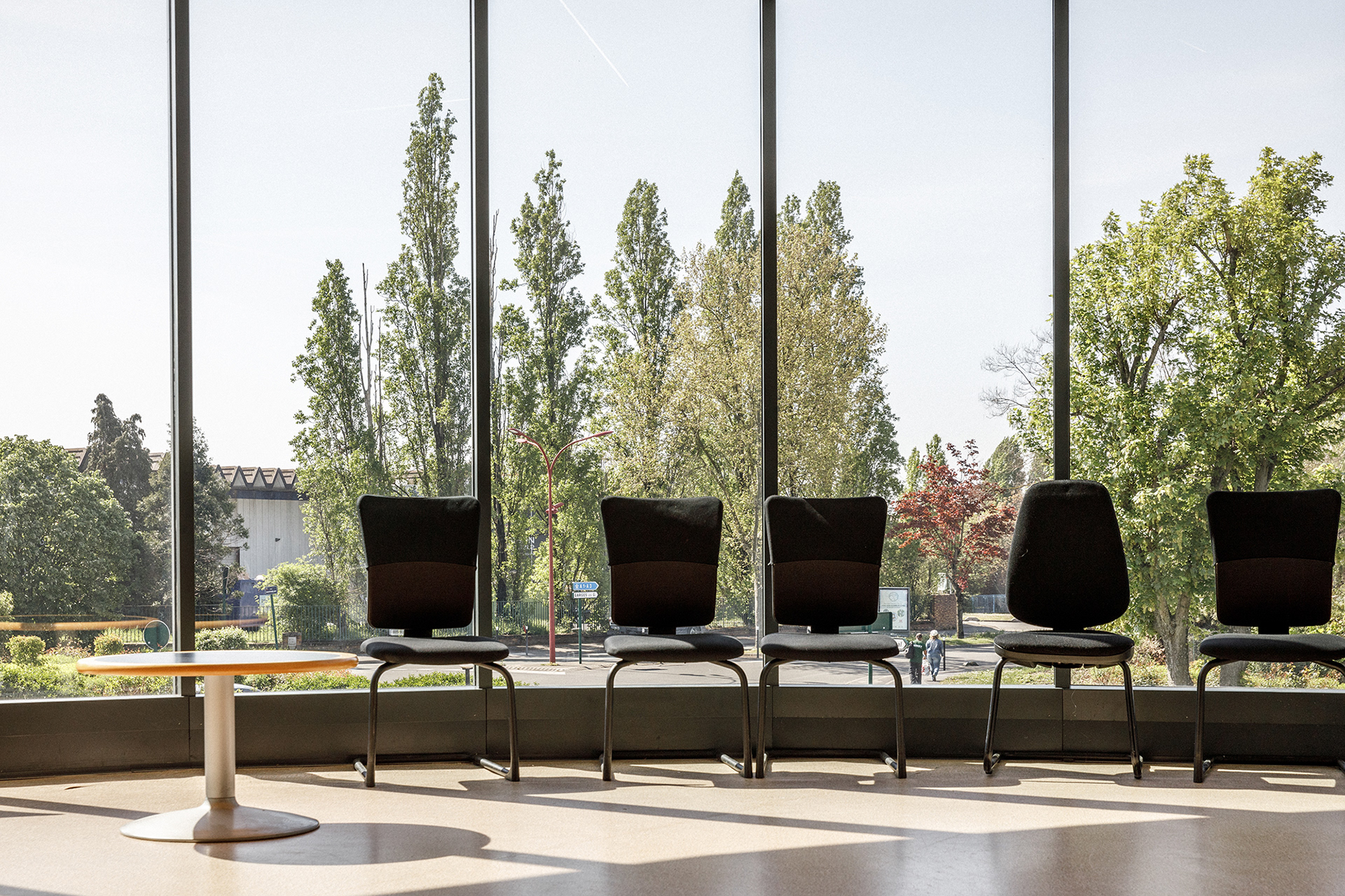 Vue depuis l'intérieur du mur rideau