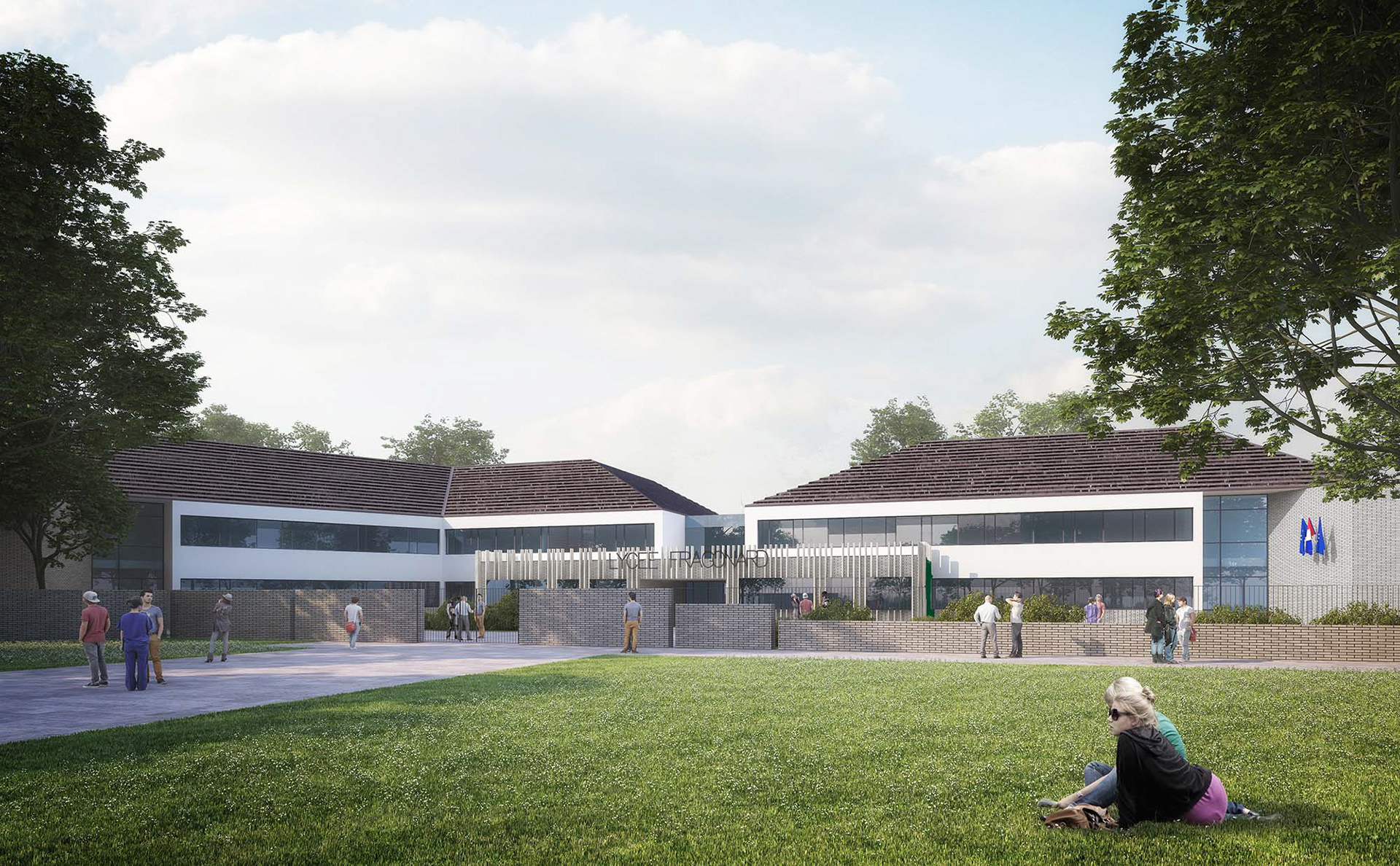 Perspective vers l'entrée principale