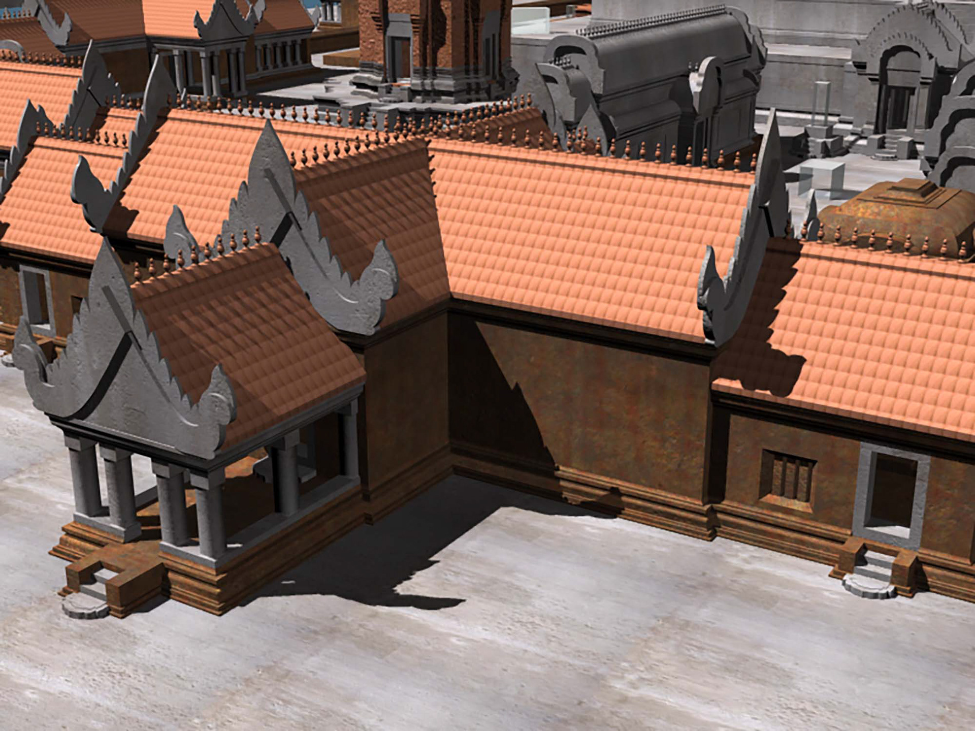 2003 - Restitution 3D du temple khmer du Bakong au Cambodge, site Roluos