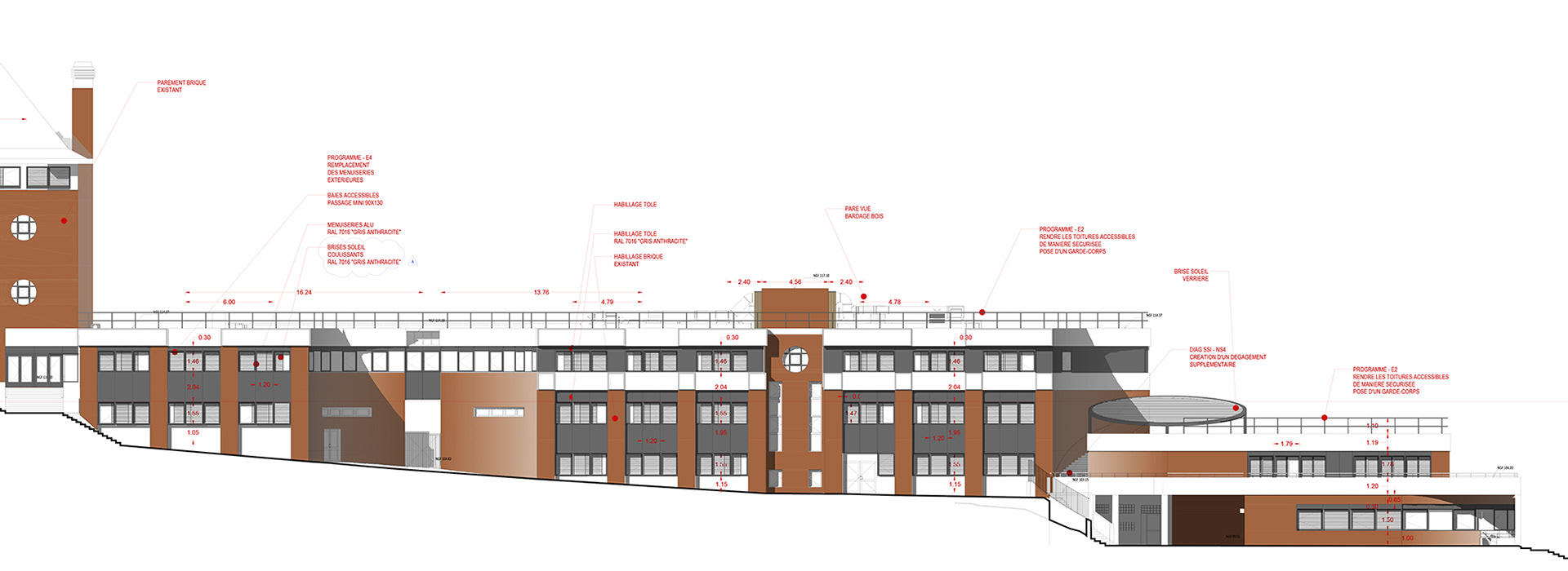Collège Emile Verhaeren de Saint-Cloud - Élévation