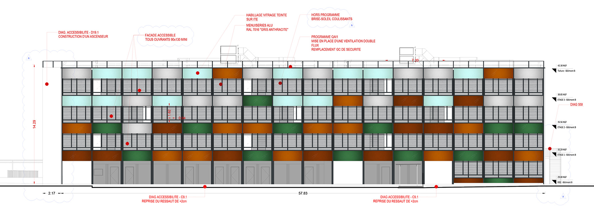 Collège Doucet de Nanterre - Élévation