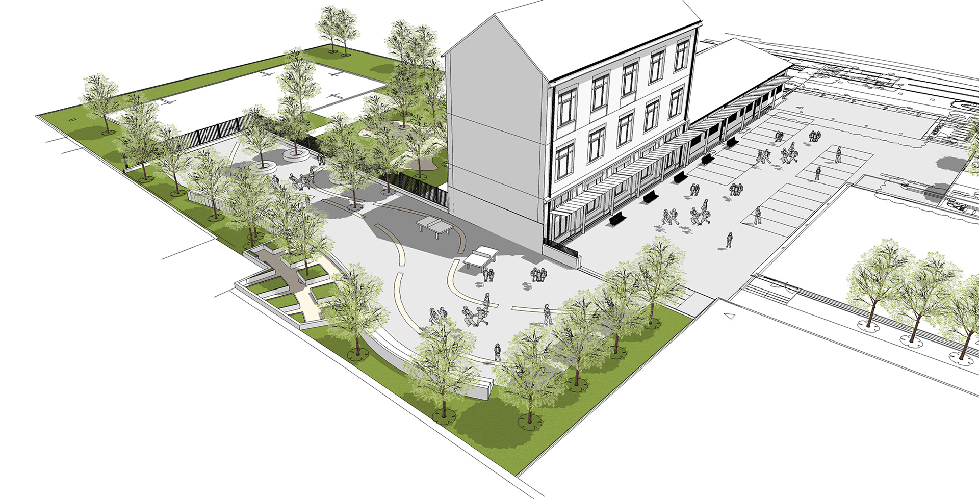 Collège Gounod de Saint-Cloud - La cour