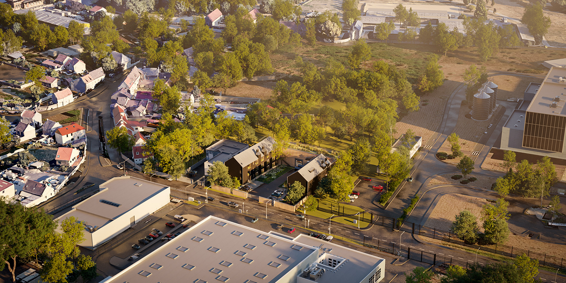 Vue aérienne du projet dans son environnement