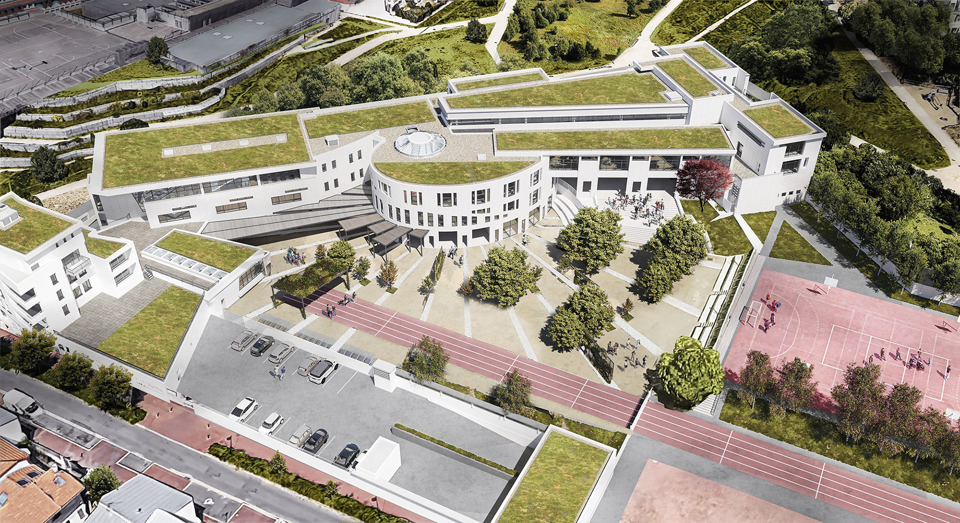 Collège des Chènevreux de Nanterre - Perspective aérienne