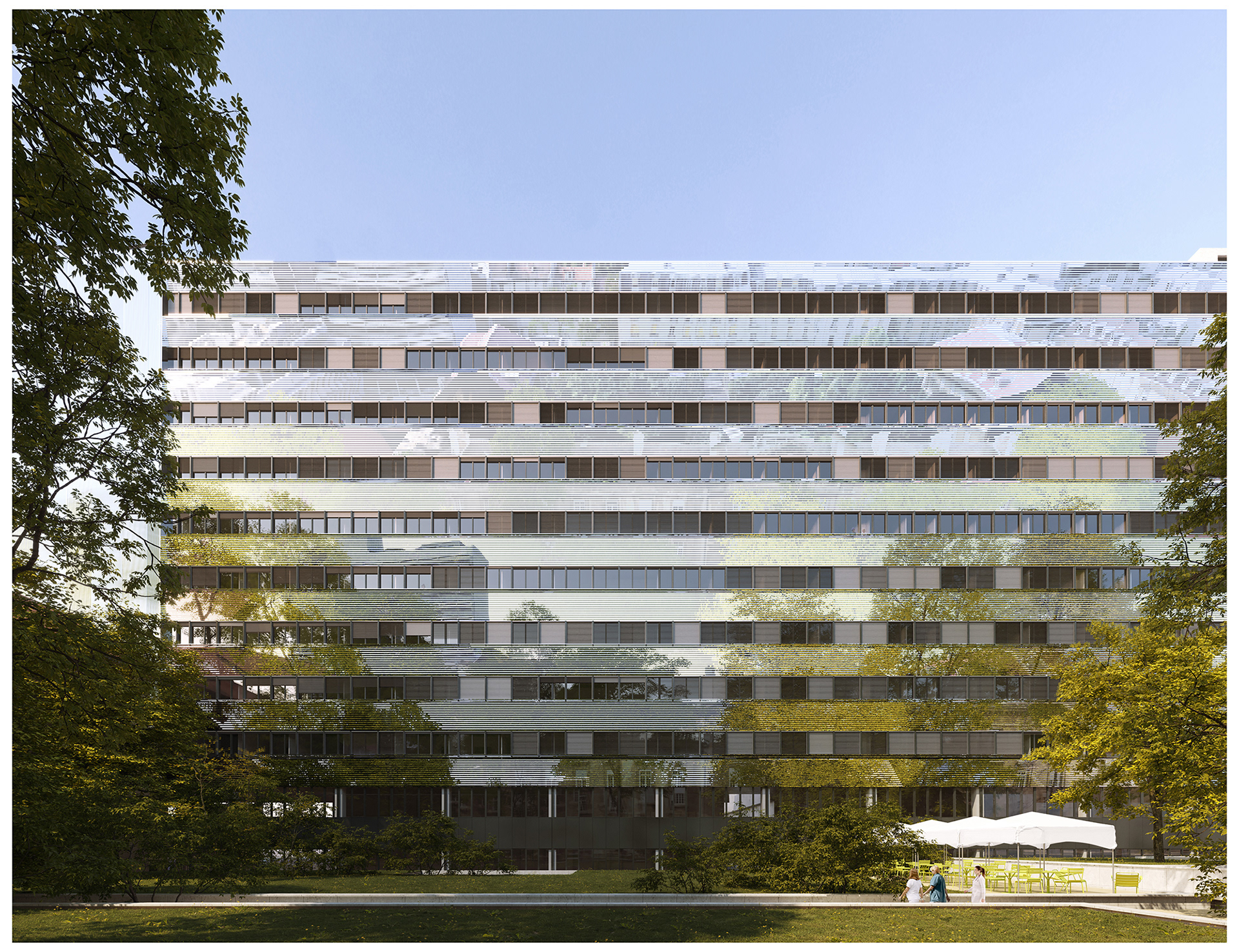 Vue depuis le bâtiment de l'Horloge et le jardin