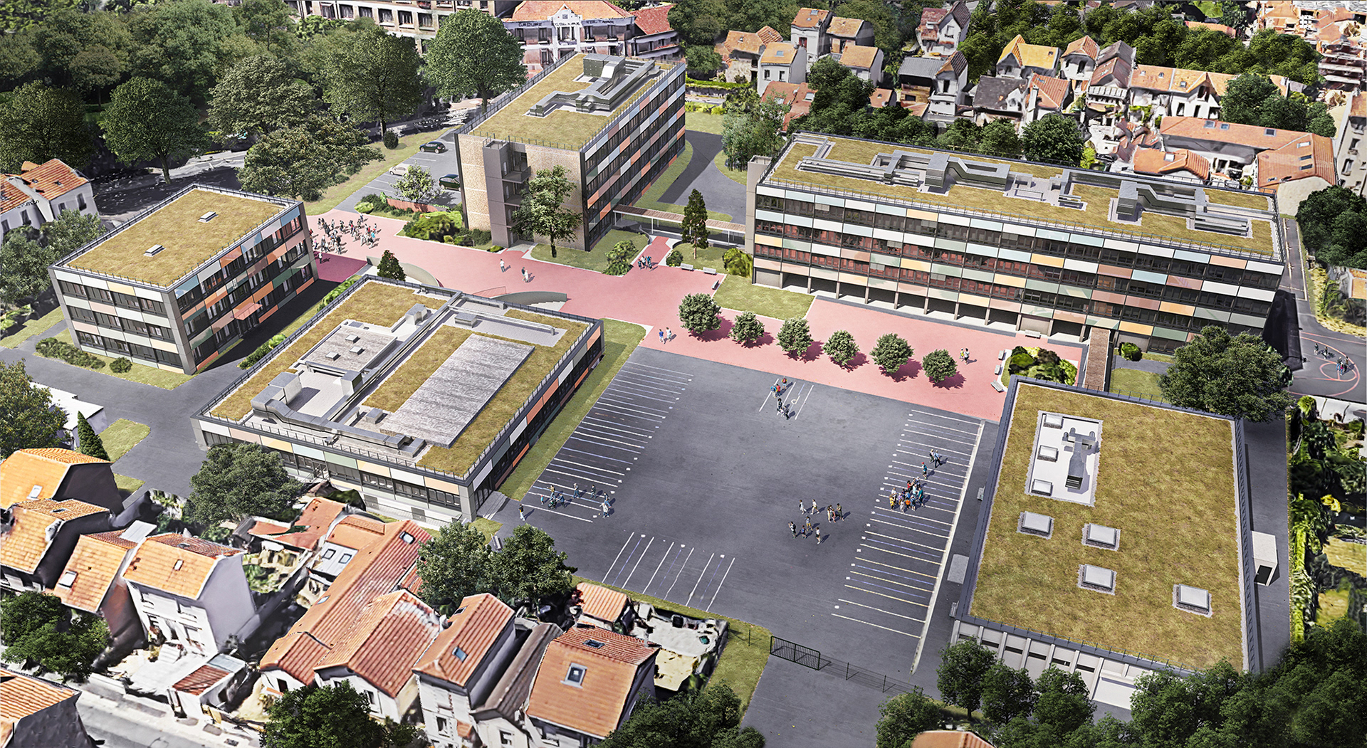 Collège Doucet de Nanterre - Perspective aérienne