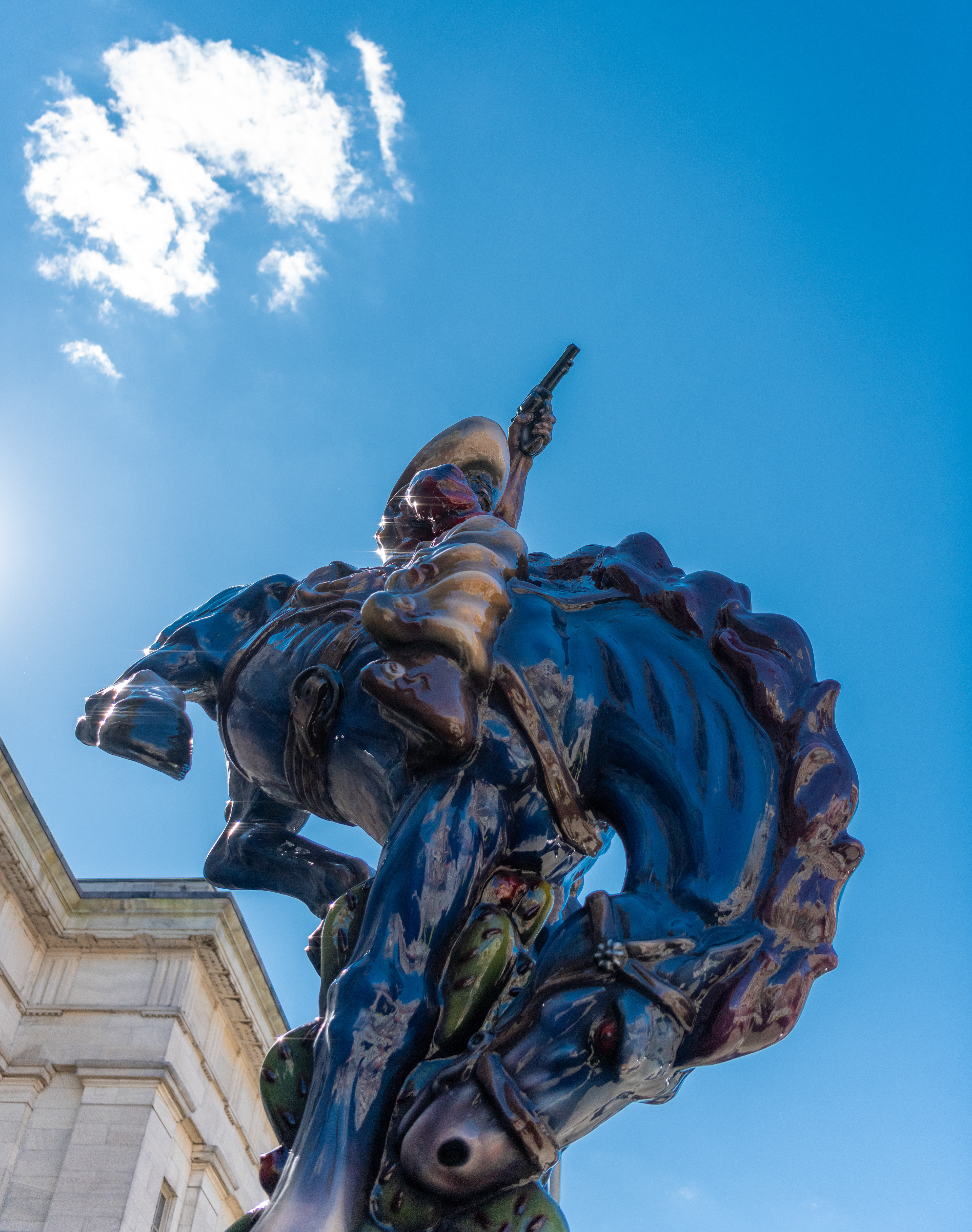 The American cowboy, outside the National Portrait Gallery
