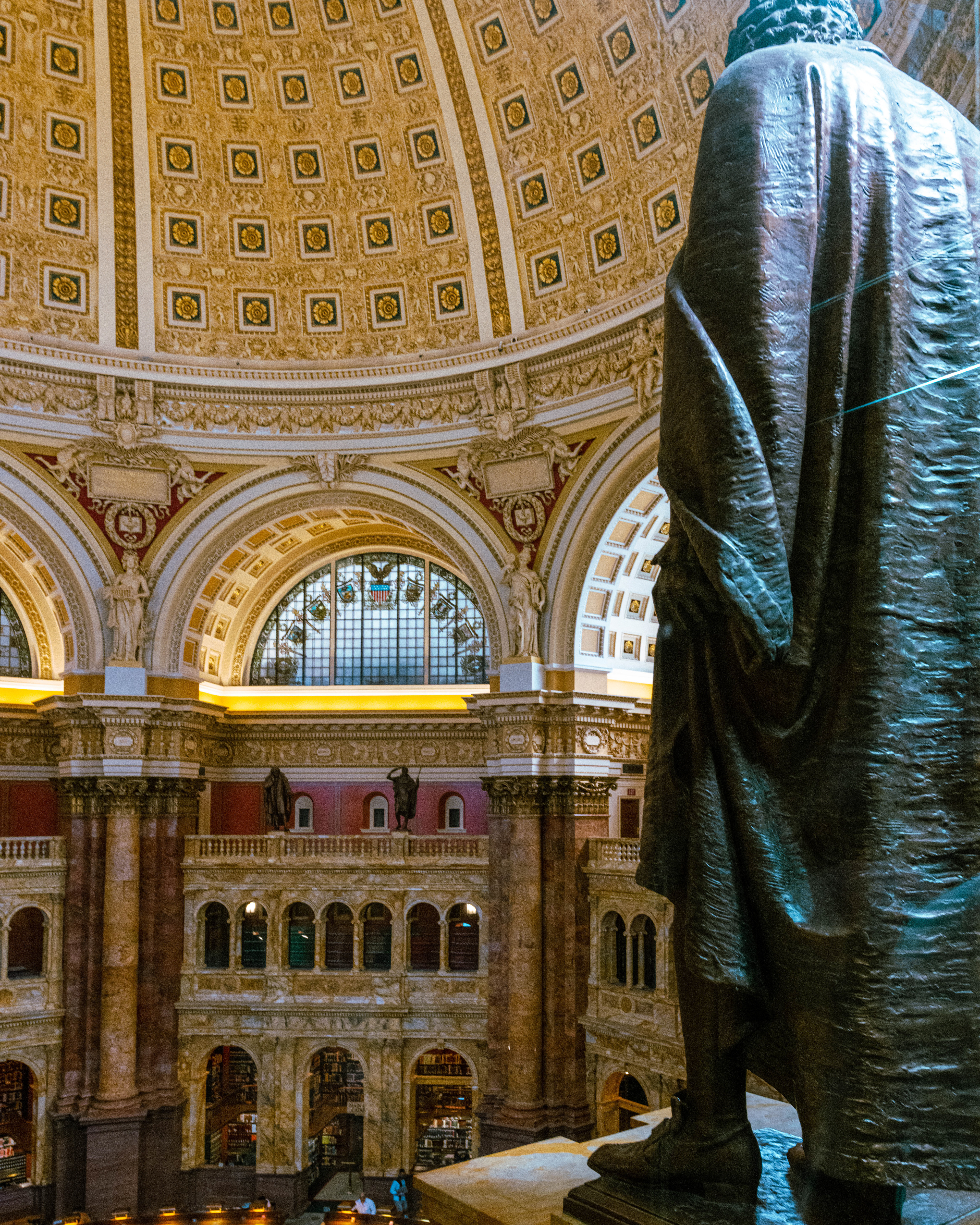 Thomas Jefferson looking down on the grand Reading Room.