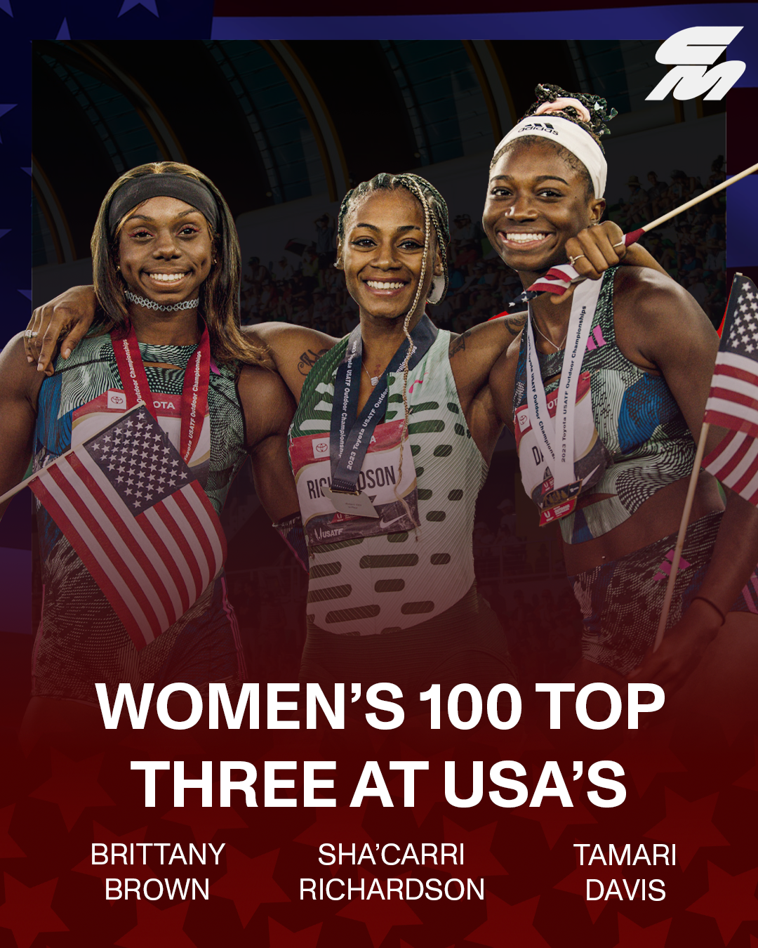 Project Name: USATF Women’s 100 Size: 1080px x 1350px Photographer: JZSNAPZ/ Justin Birtton Media: Adobe Photoshop