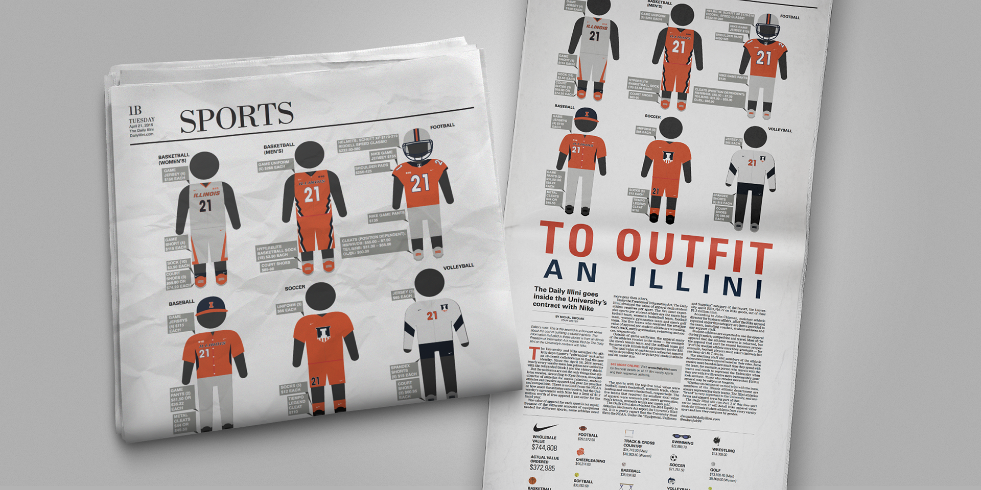 Sports featured story: page design and athlete illustrations