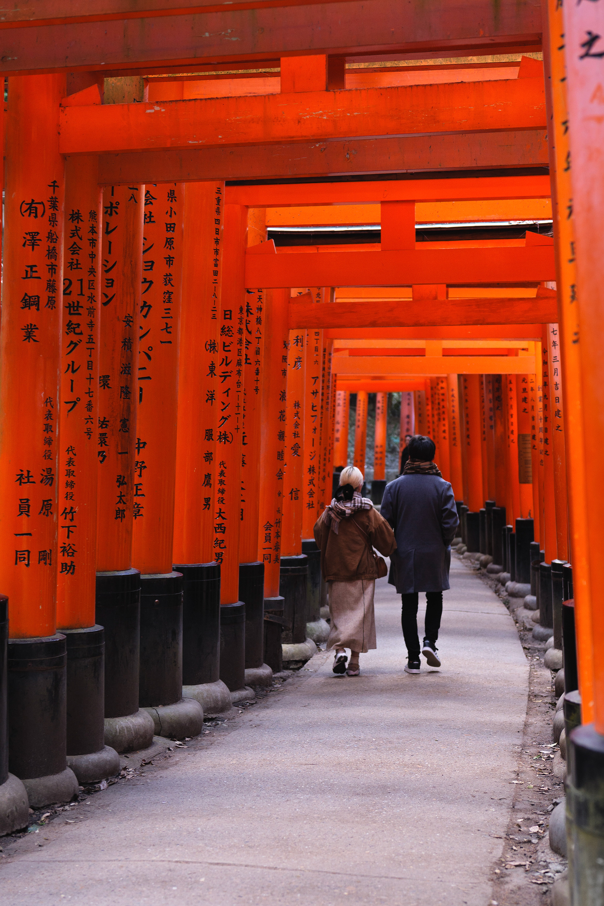Walking through torii gates, Fushimi Inari