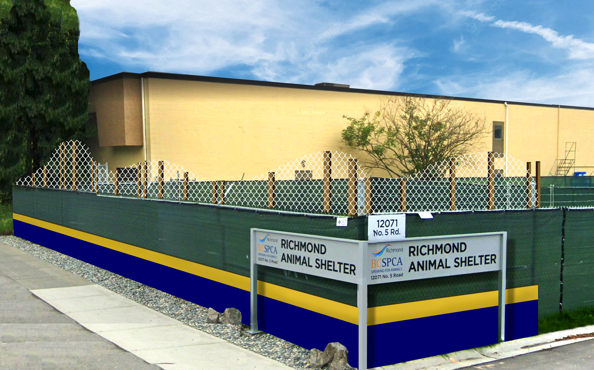 Border made from 100% recycled plastic construction board in the colours of the city of Richmond.