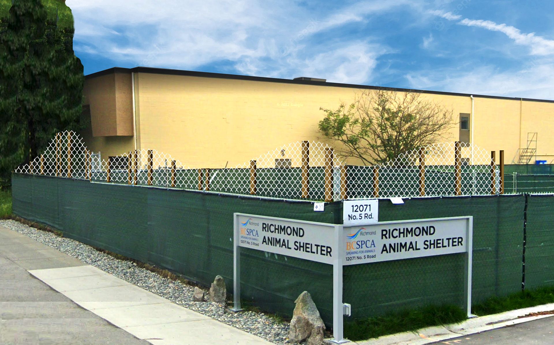Cut chain link fence (ideally recycled) added to extend height and add shape.