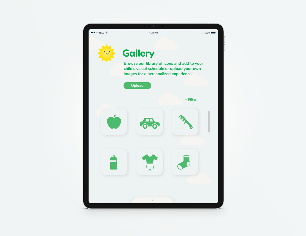 Gallery of icons to personalize schedules