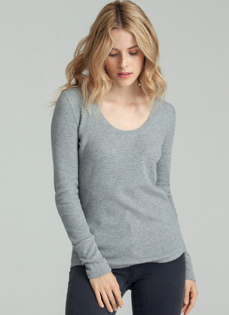 Waffle Scoop-Neck Tee
