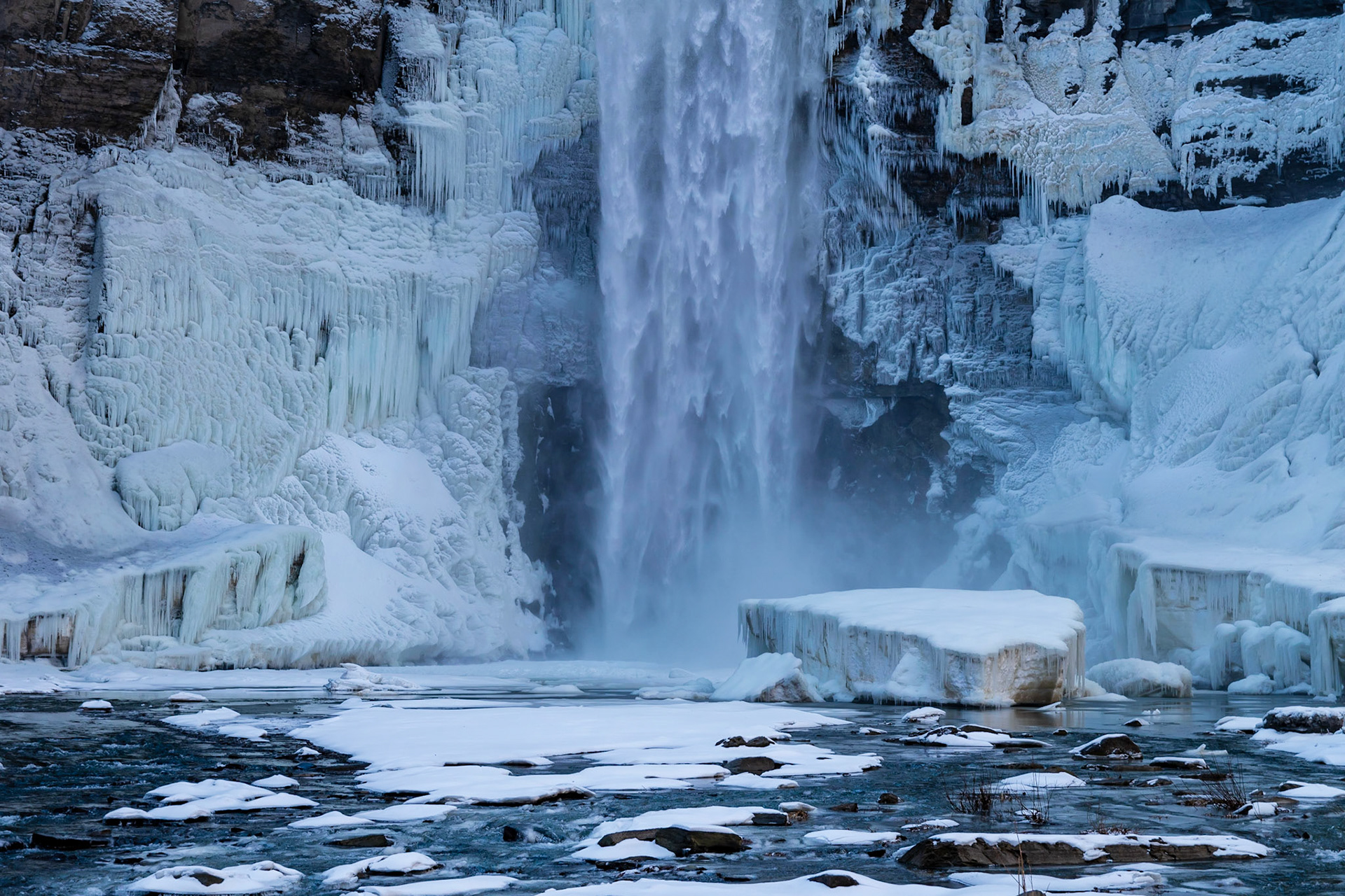Ice at the base of Taughannock Falls
