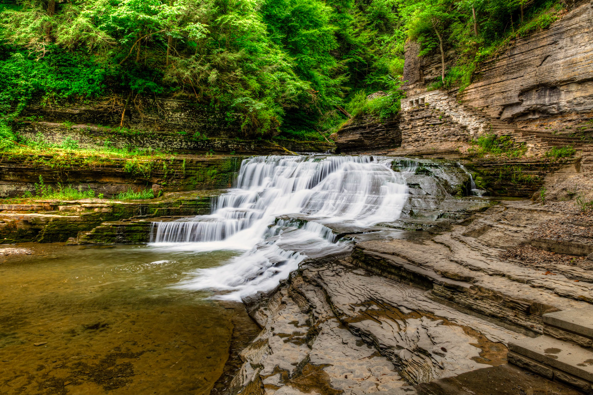 HDR Long Exposure of a waterfall in Robert H Treman State Park