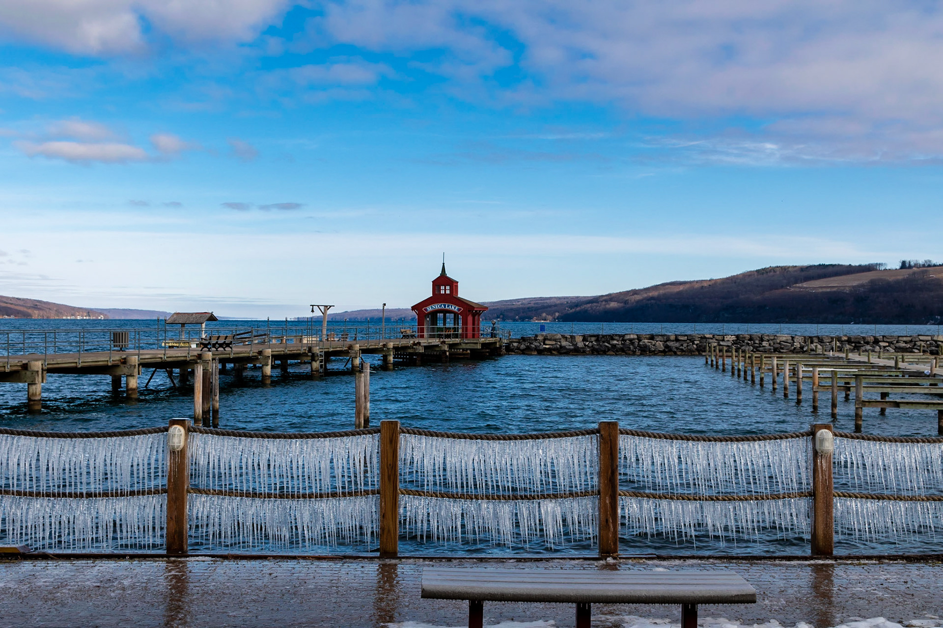 Icy fence along Seneca Lake