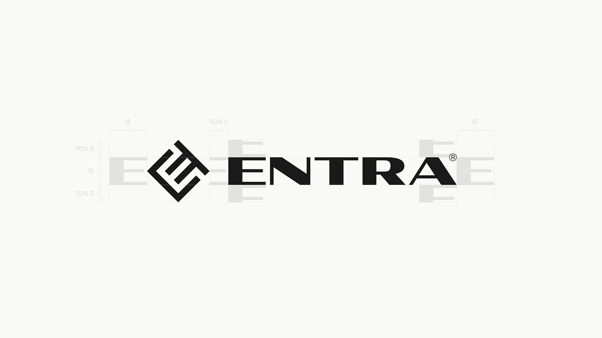 ENTRA architecture studio brand identity with orange branded hard hat and architectural floor plans by Dima Rykov