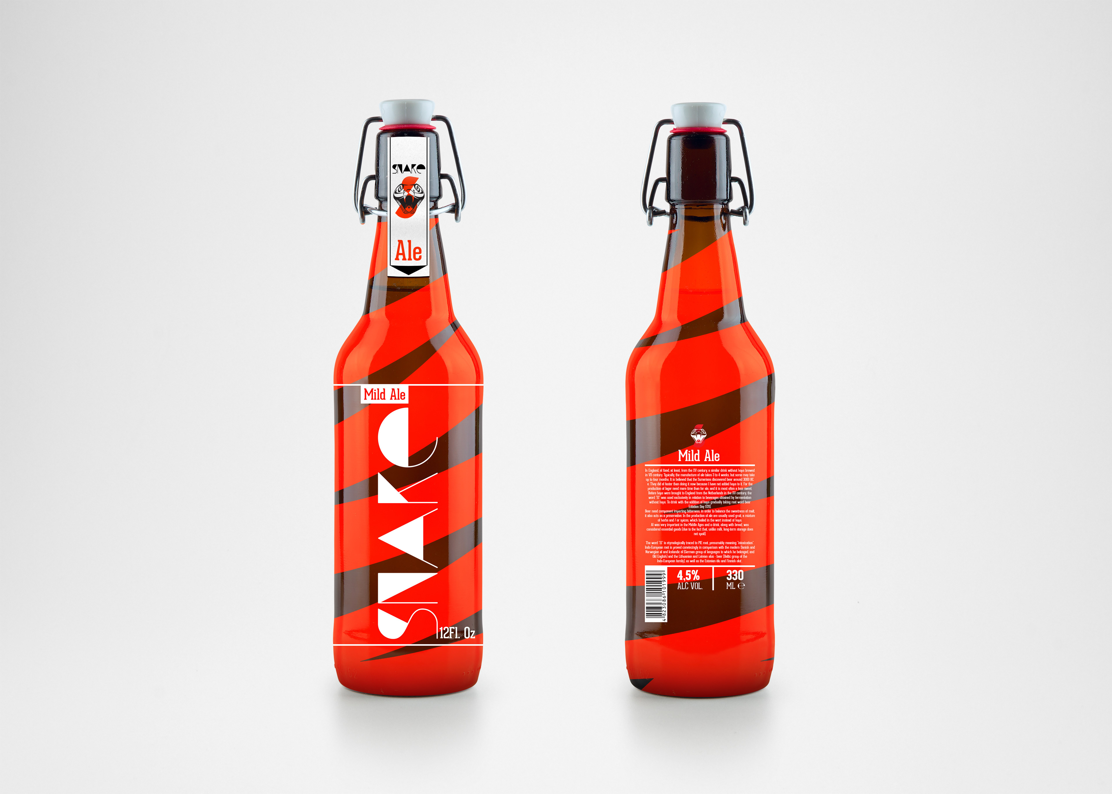 Ale Snake beer packaging and label design featuring a colorful range of ale bottles by Dima Rykov