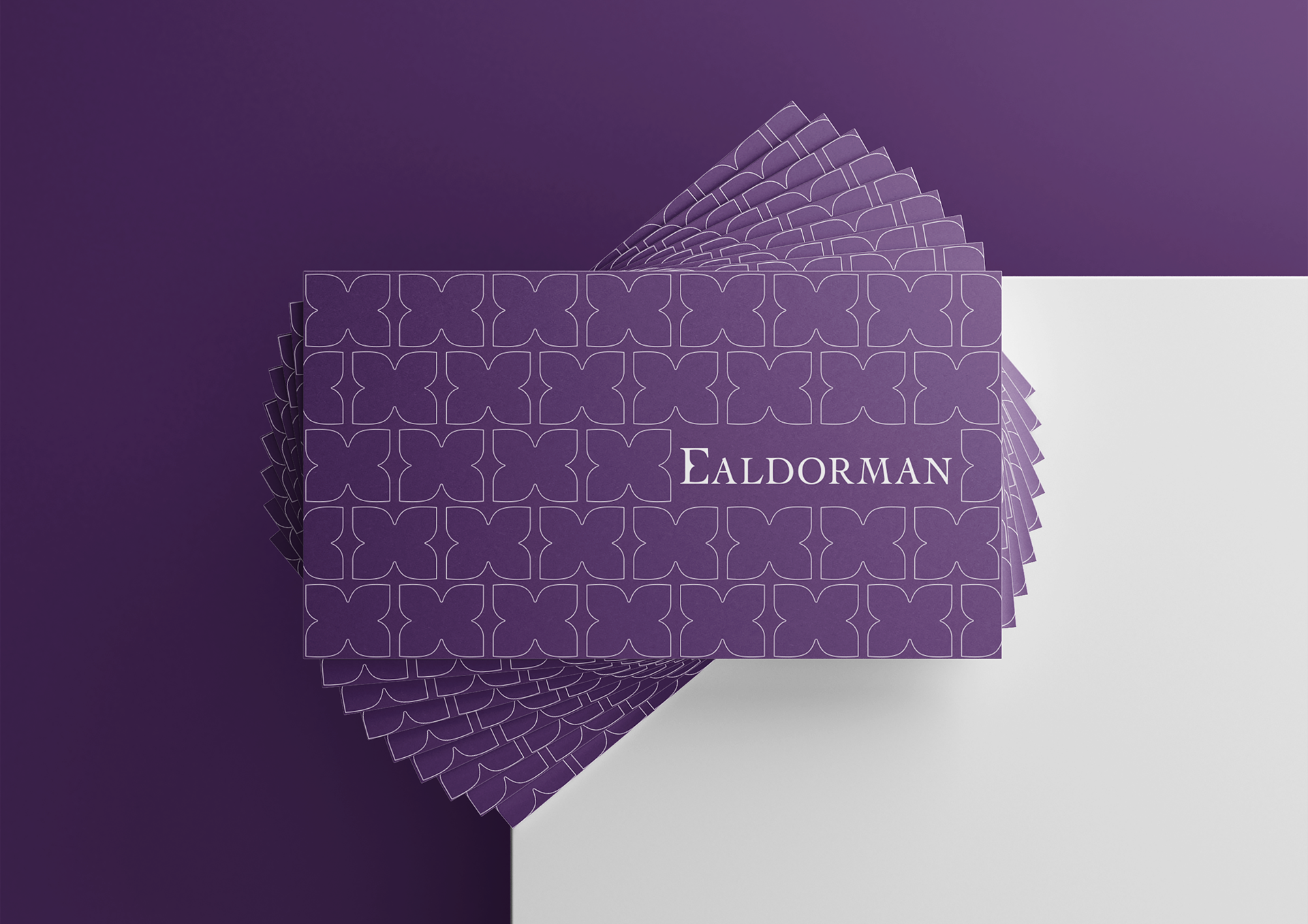 Ealdorman automotive brand identity and packaging design in purple and white by Dima Rykov