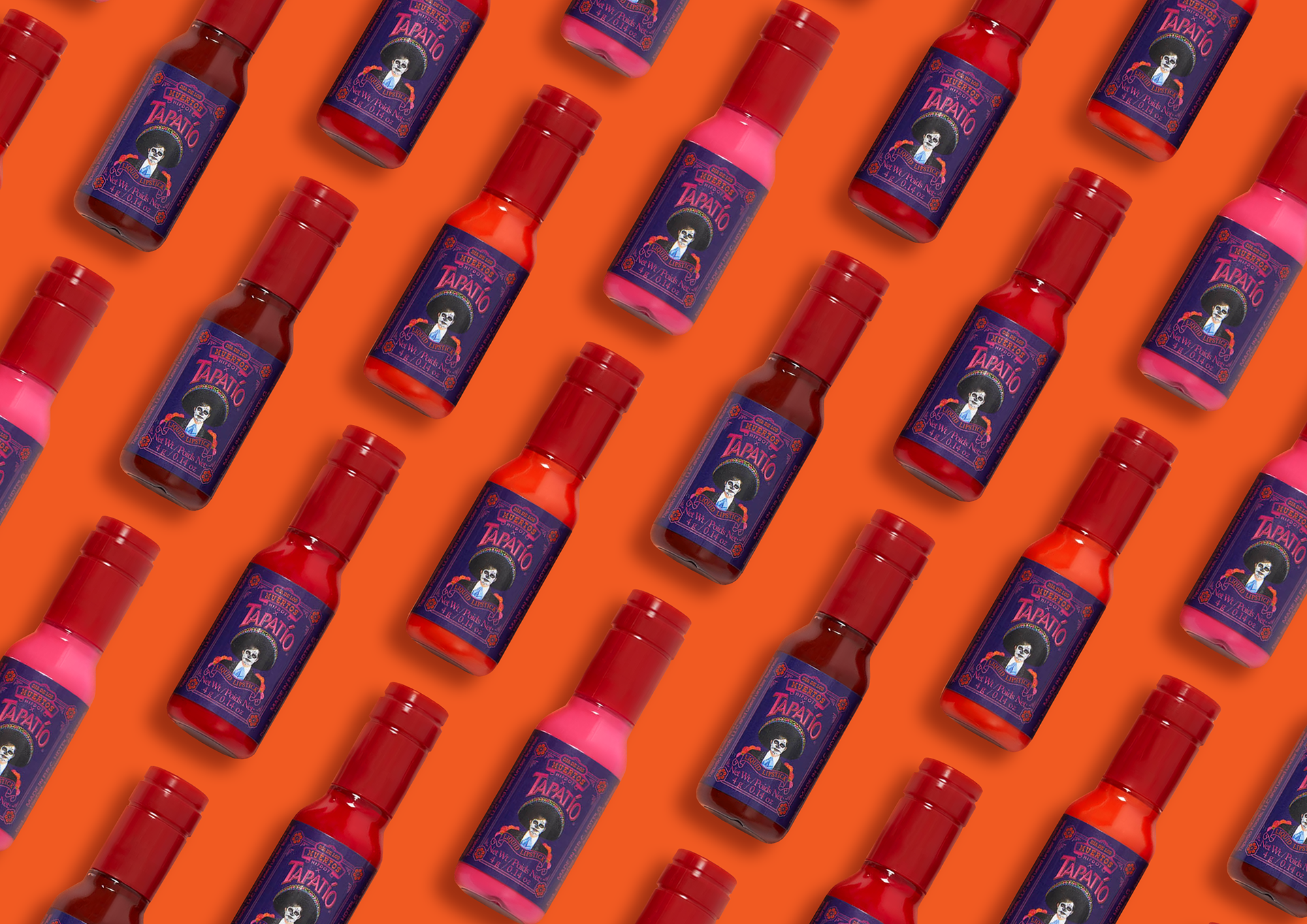 HIPDOT x TAPATÍO Día de los Muertos makeup packaging with colorful pigment palette and beauty products by Dima Rykov